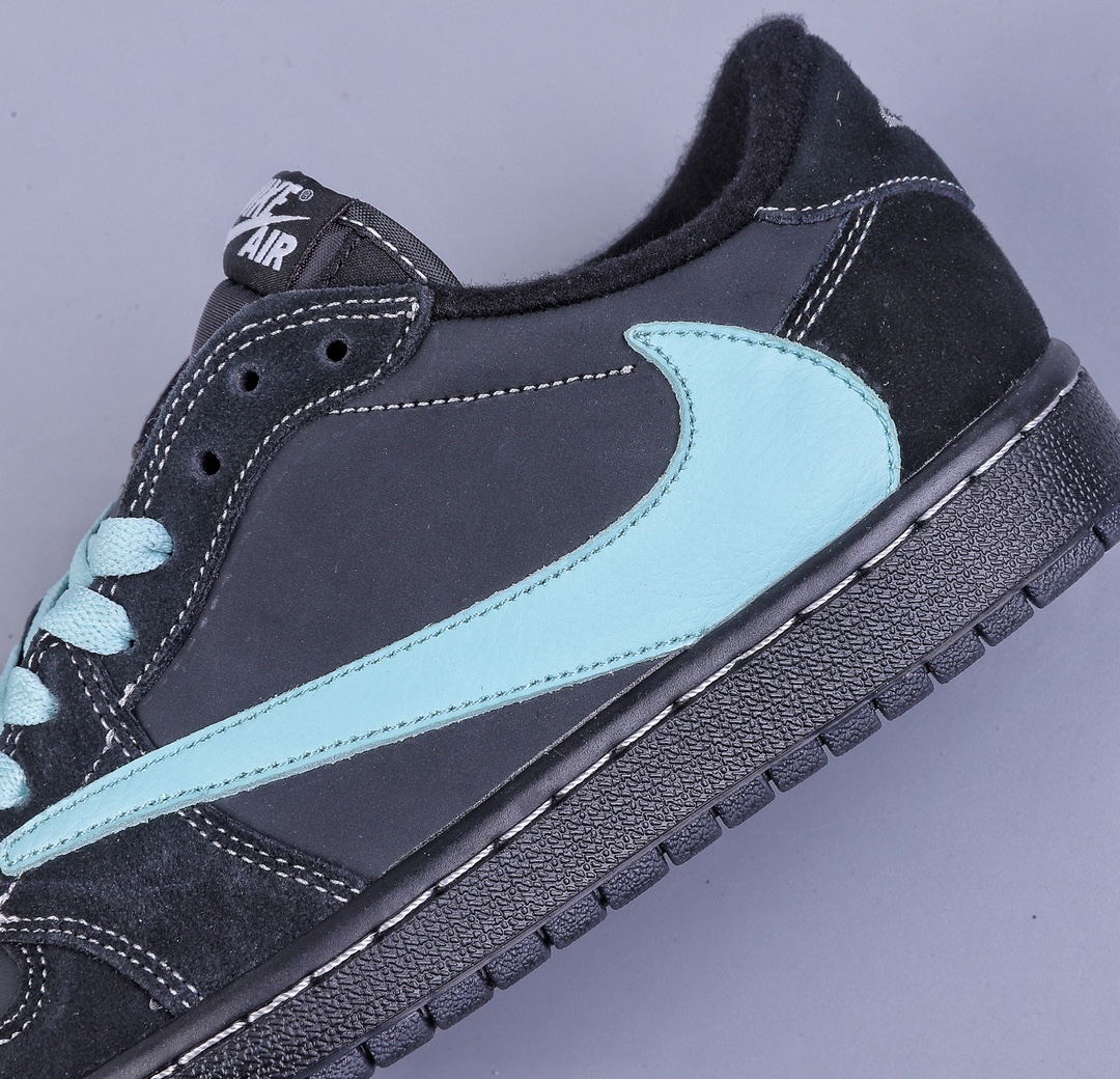 220 TS x Air Jordan AJ1 Low 倒勾低帮联名定制配色 蒂芙尼黑蓝 DM7866-663