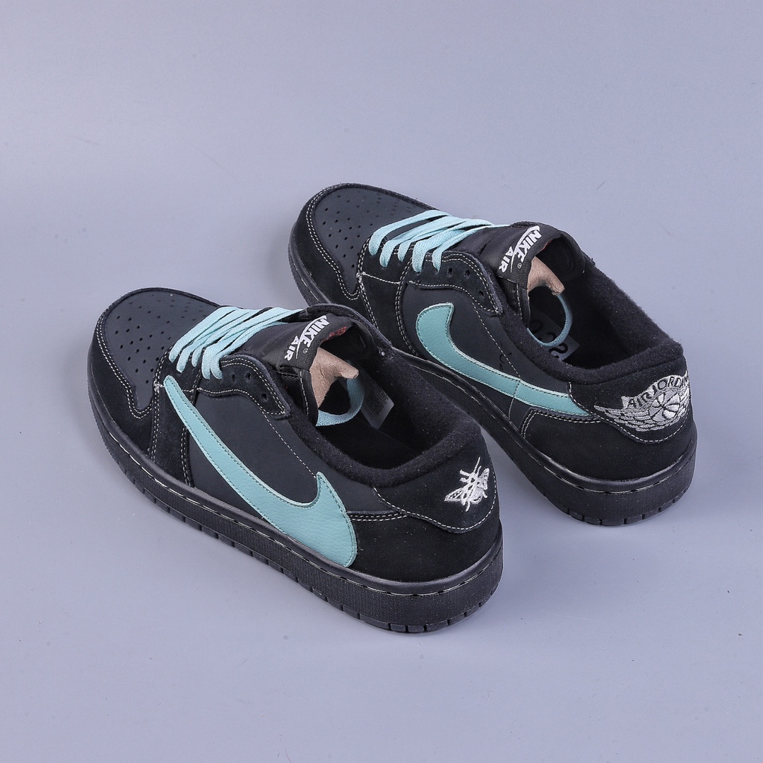 220 TS x Air Jordan AJ1 Low 倒勾低帮联名定制配色 蒂芙尼黑蓝 DM7866-663