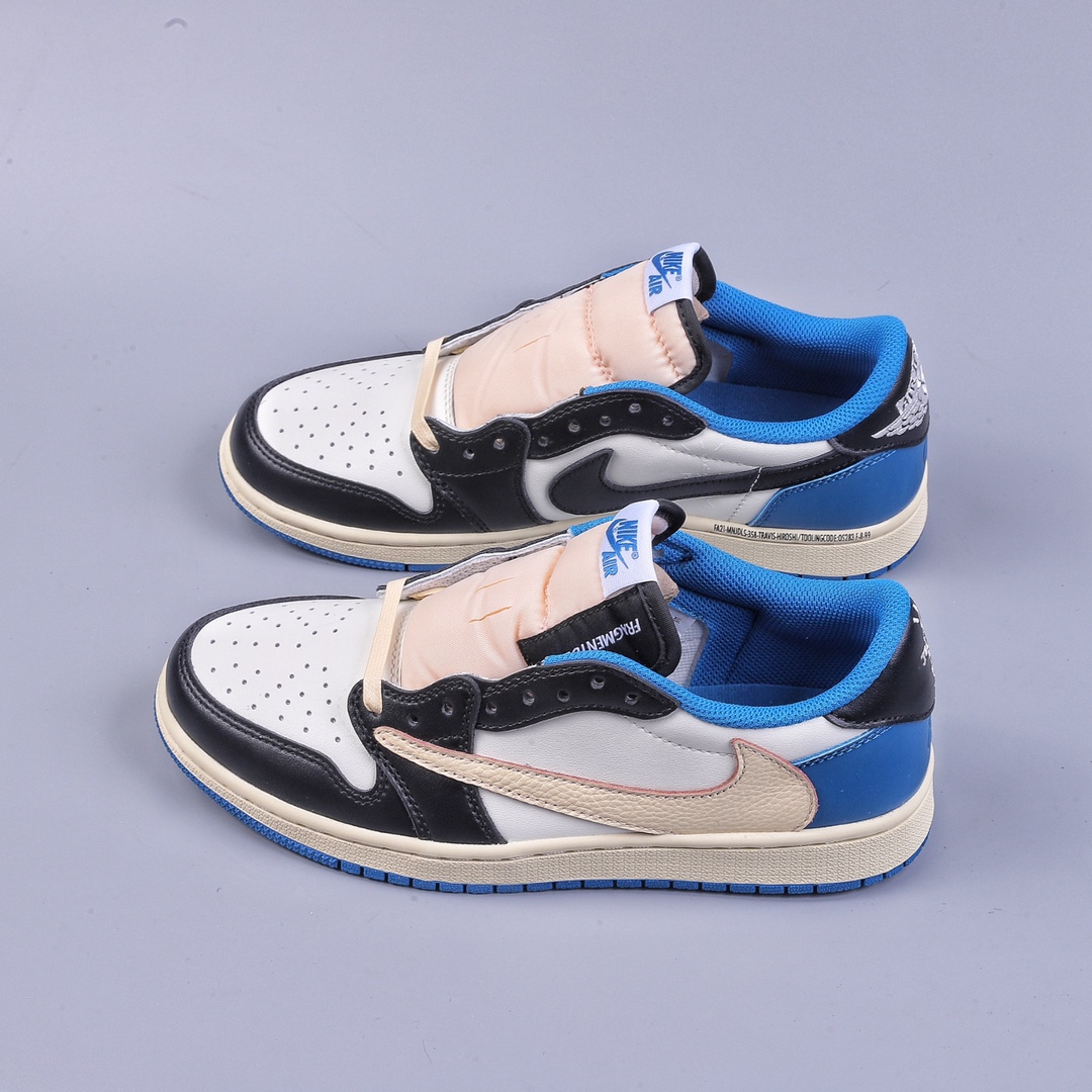 280 VT版Travis Scott x Fragment x Air Jordan 1 Low“Military Blue” 闪电倒勾低帮 DM7866-140