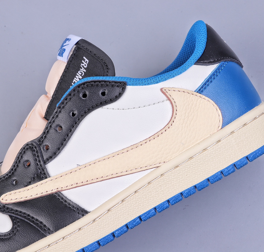 280 VT版Travis Scott x Fragment x Air Jordan 1 Low“Military Blue” 闪电倒勾低帮 DM7866-140