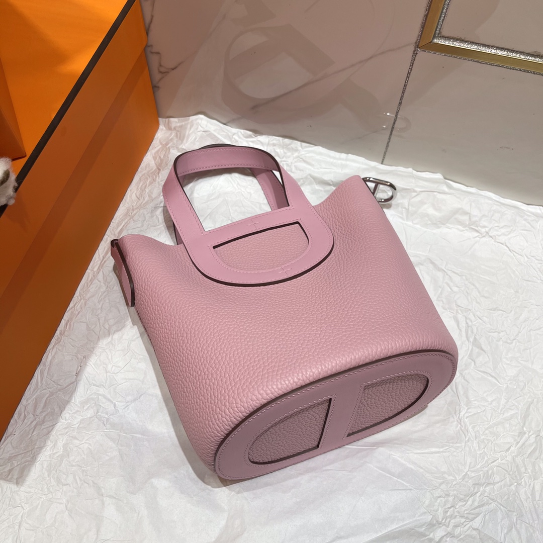 Hermès 1450 Hermes in the loop 18 vegetable basket, handmade wax thread, TC cowhide and swift cowhide, silver buckle, so beautiful
