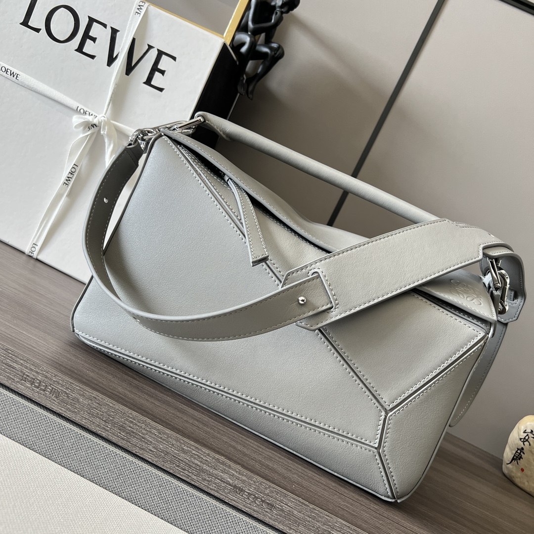 Replica For Cheap
 Loewe Puzzle Bags Handbags Grey Calfskin Canvas Cotton Cowhide