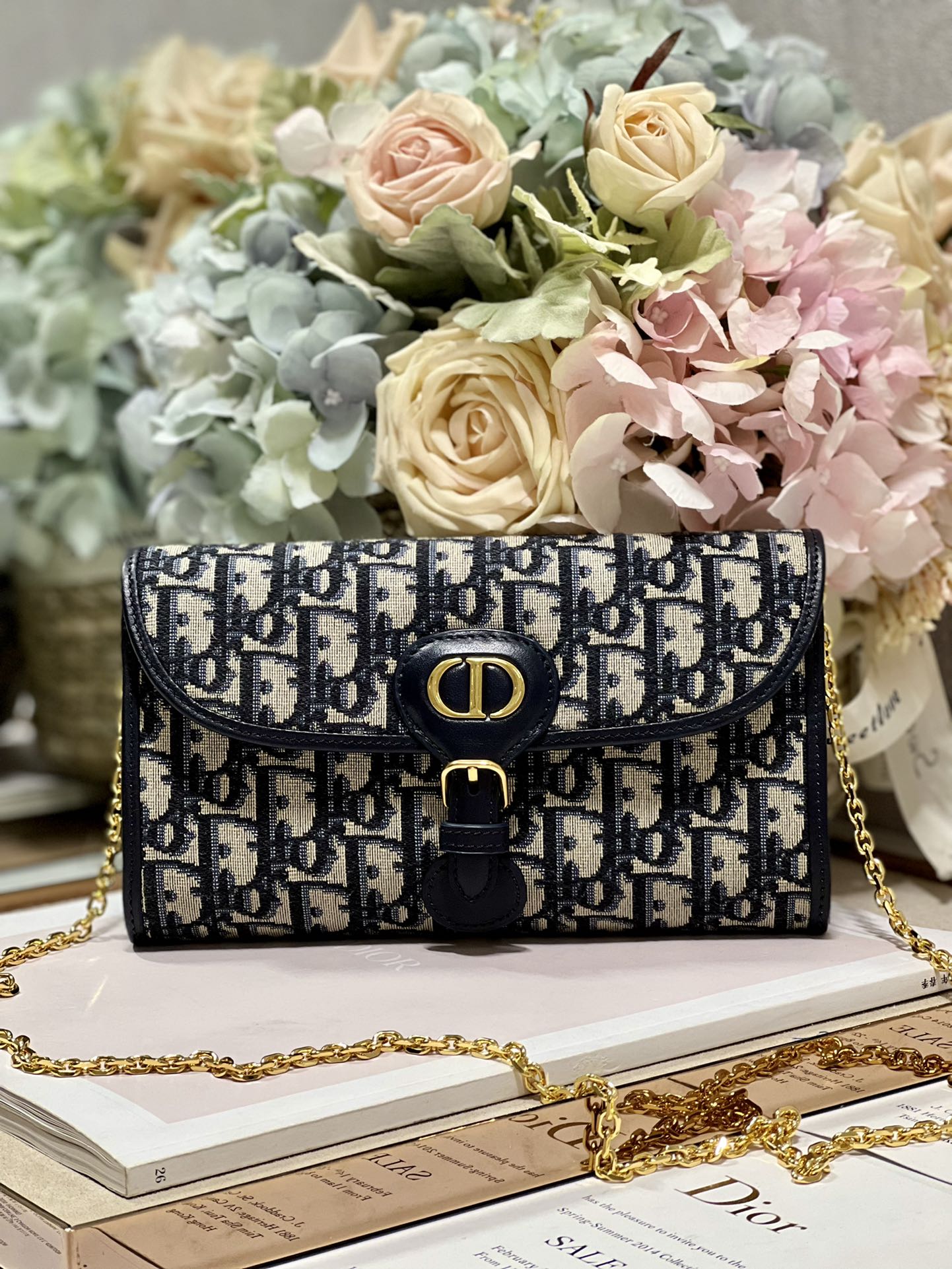 Dior Bobby East-West Chain Bag Oblique Motif Flap CD Buckle
