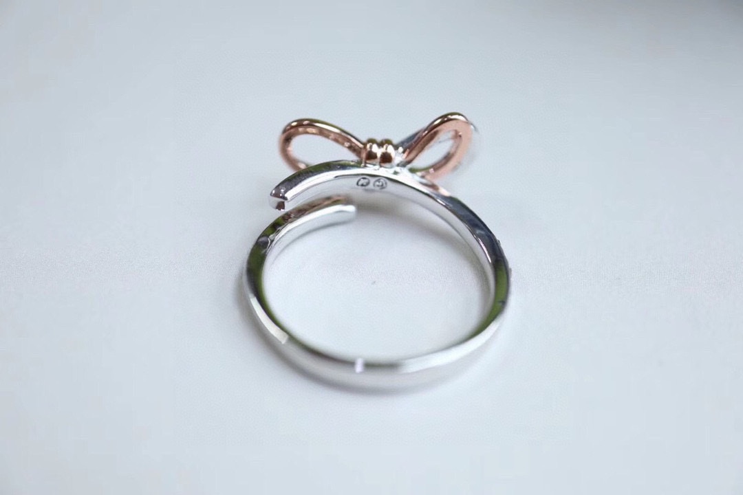 “Romantic Swarovski Bow Open Ring in Rose Gold and Platinum” - 图片 8