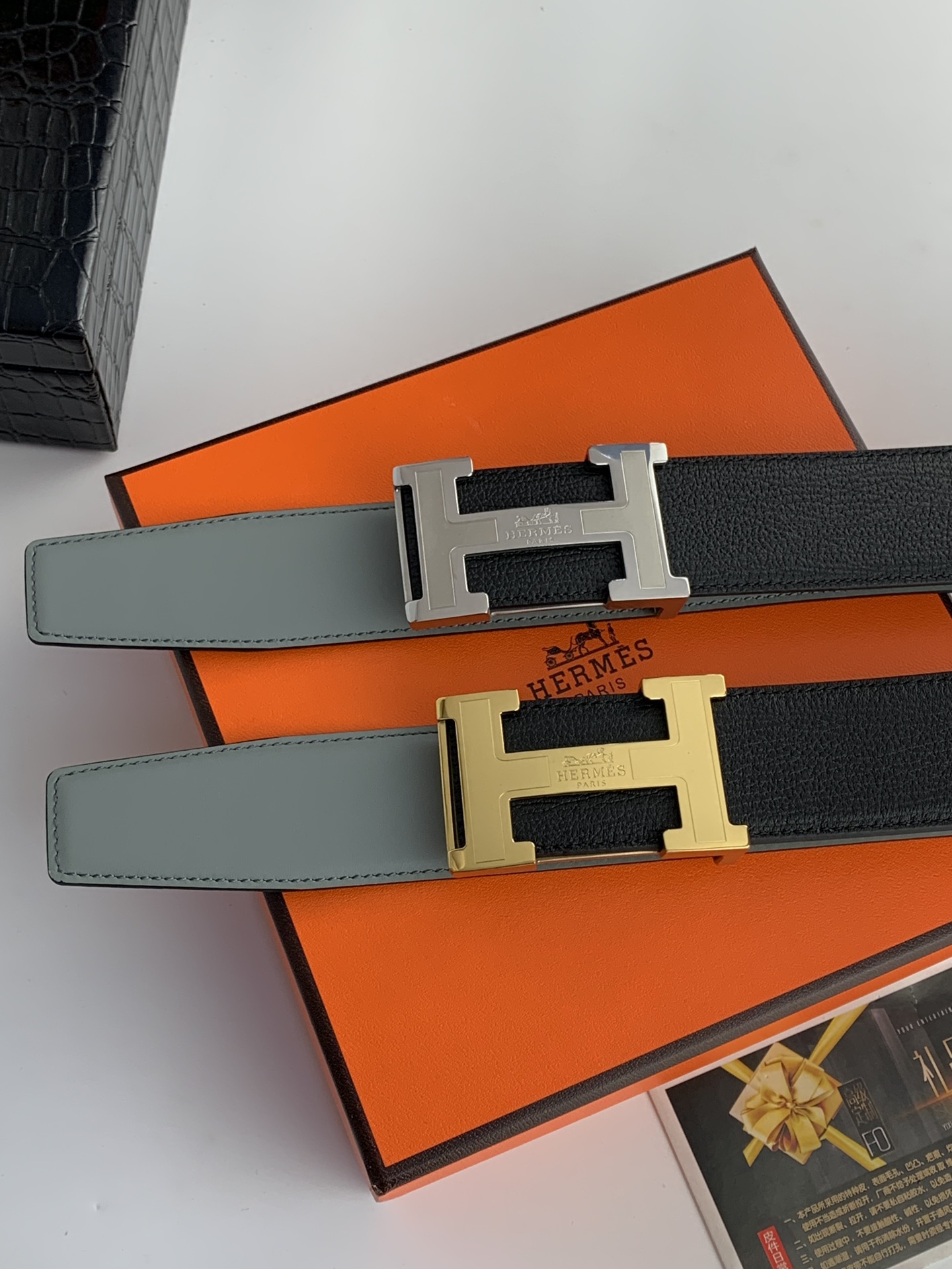 Hermès 代购级 爱马仕 ，宽度3.8cm，内衬灰色小牛皮，搭配 新款钢扣.工艺精湛、手感柔软、细腻，高端定制，之作
