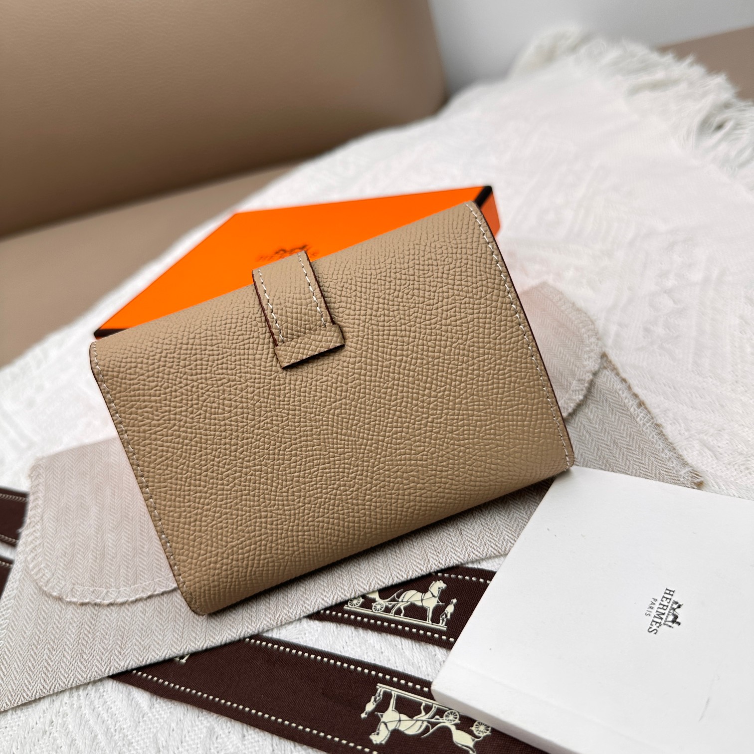 Hermes Togo 皮 三折財布 手掌纹金扣