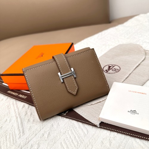 Hermes Togo Leather Pocket Wallet - Compact Trifold with Silver Hardware 1 Hermes Togo Leather Pocket Wallet - Compact Trifold with Silver Hardware