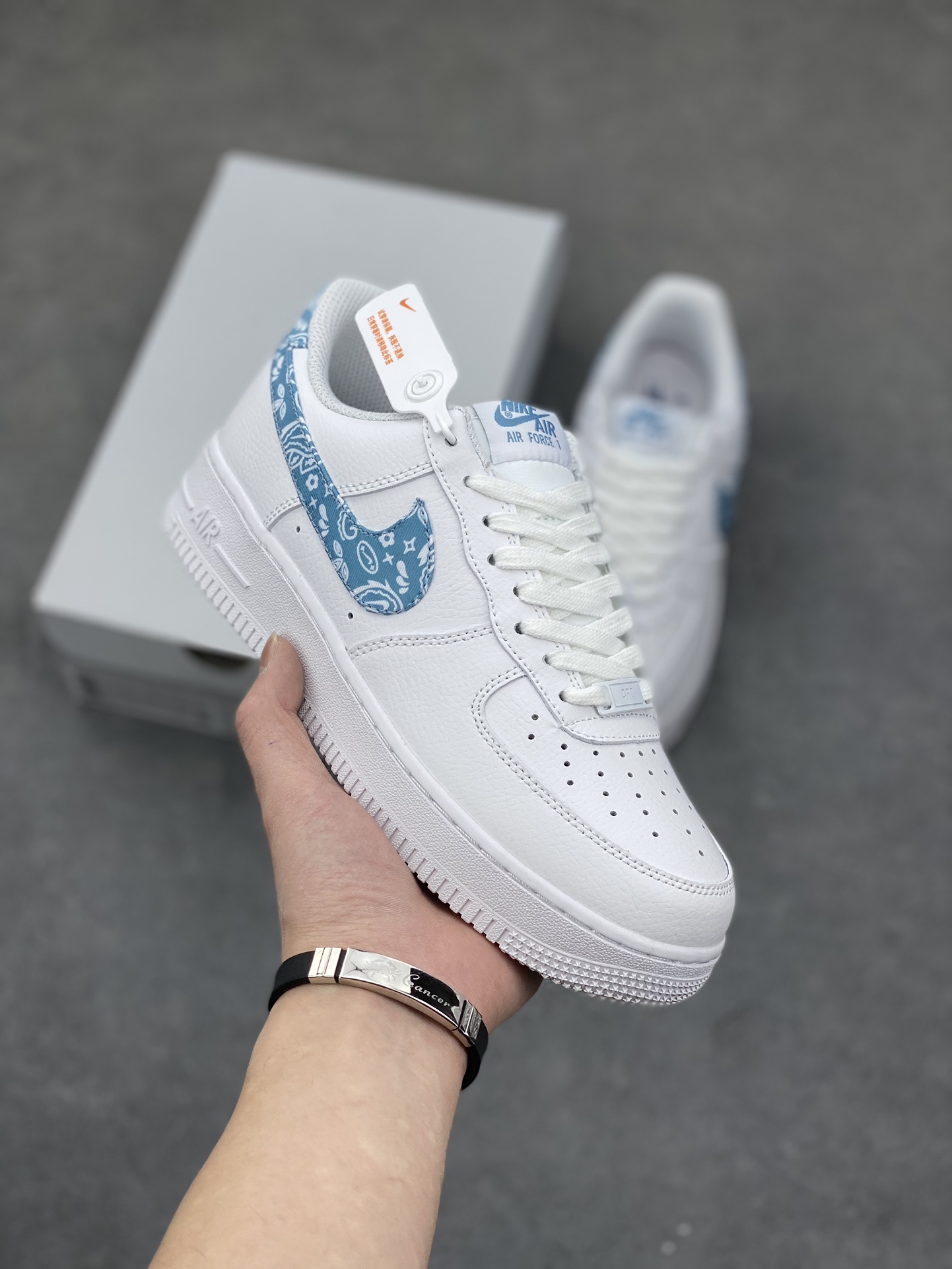 Nike Air Force 1 Low White Blue Paisley DH4406-100 Sneakers
