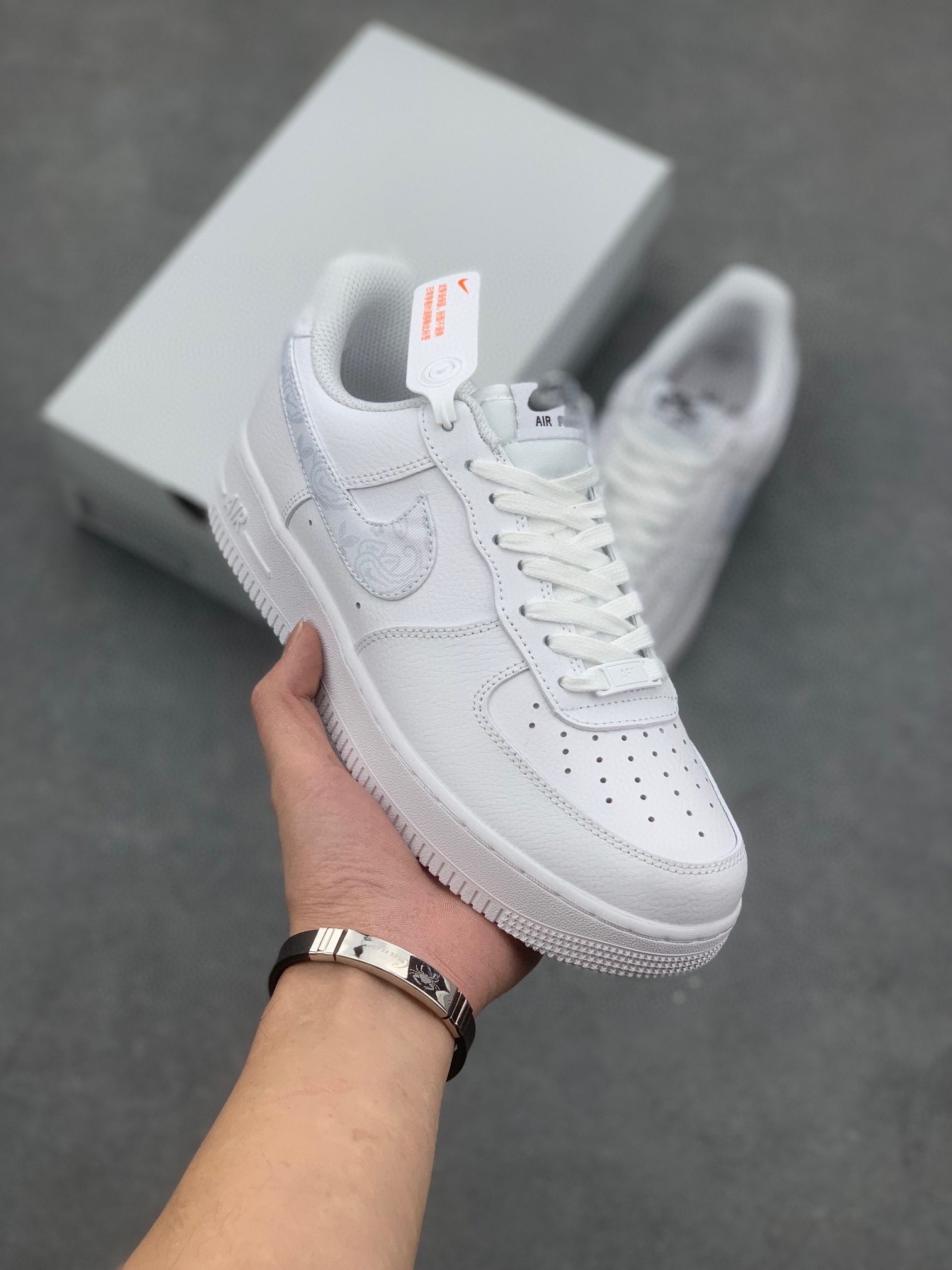 Nike Air Force 1 Low 'Grey White Paisley' Casual Shoes DJ9942-100