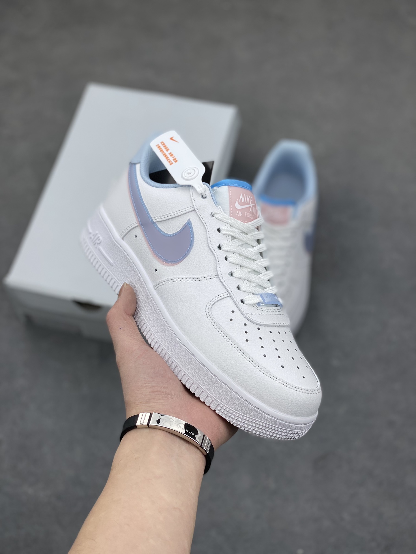 Nike Air Force 1 Low Blue Pink Swoosh Women's Sneakers CW1574-100