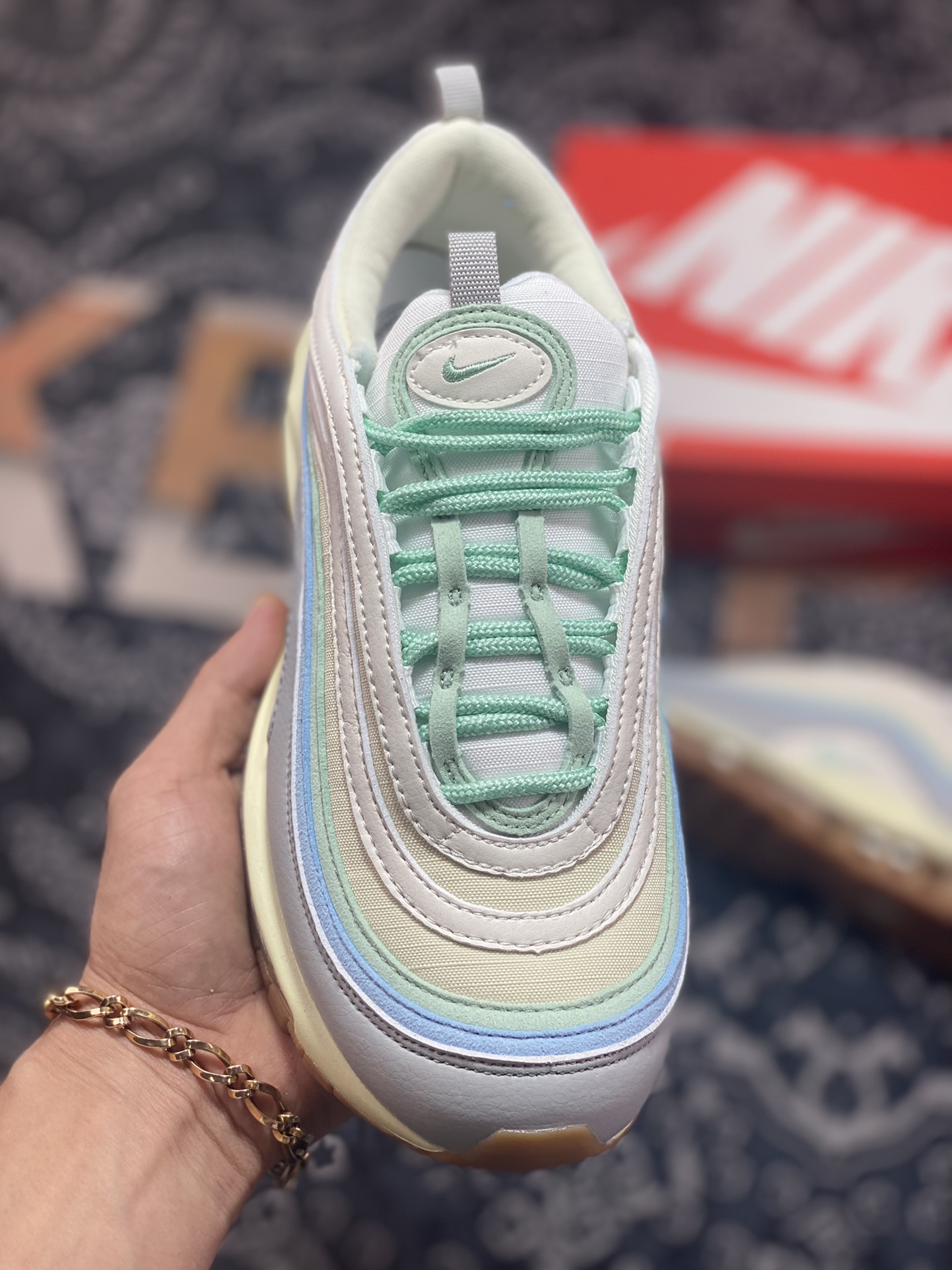 Nike Air Max 97”Certified Fresh”复古气垫百搭慢跑鞋“浅灰仙蓝绿”DX5766-131