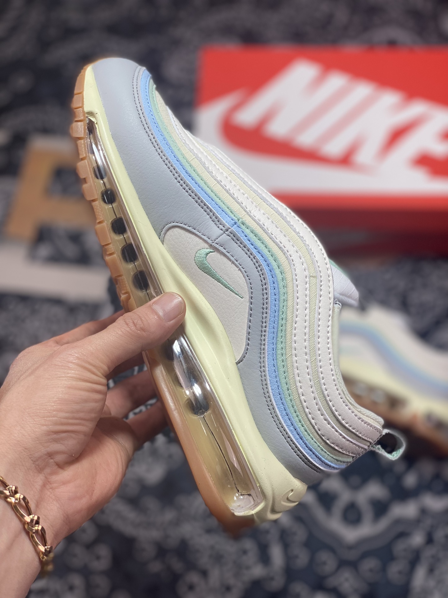 Nike Air Max 97”Certified Fresh”复古气垫百搭慢跑鞋“浅灰仙蓝绿”DX5766-131