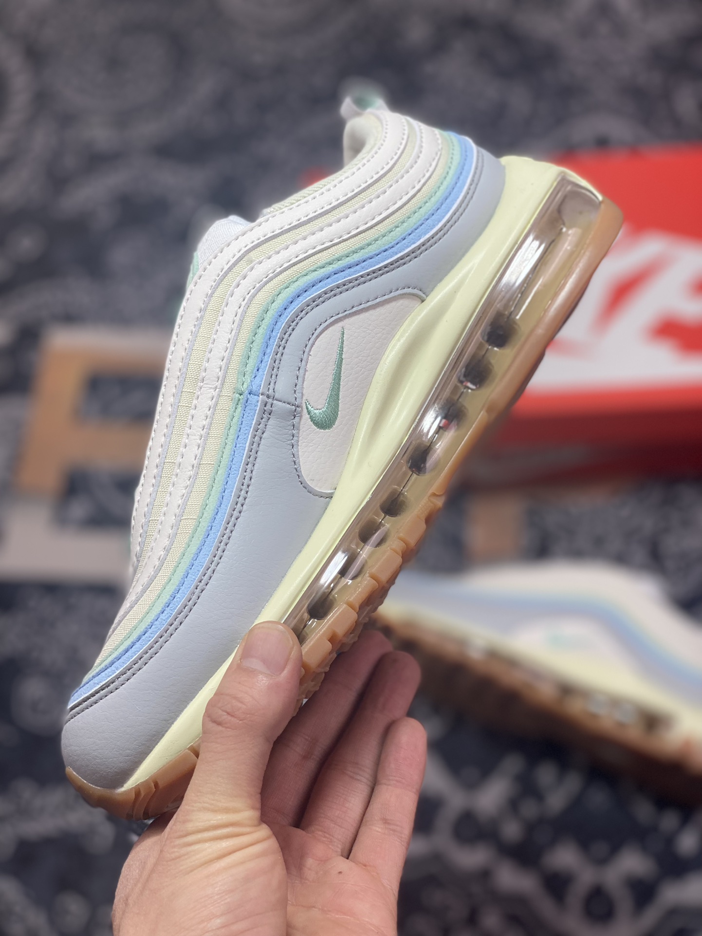 Nike Air Max 97”Certified Fresh”复古气垫百搭慢跑鞋“浅灰仙蓝绿”DX5766-131