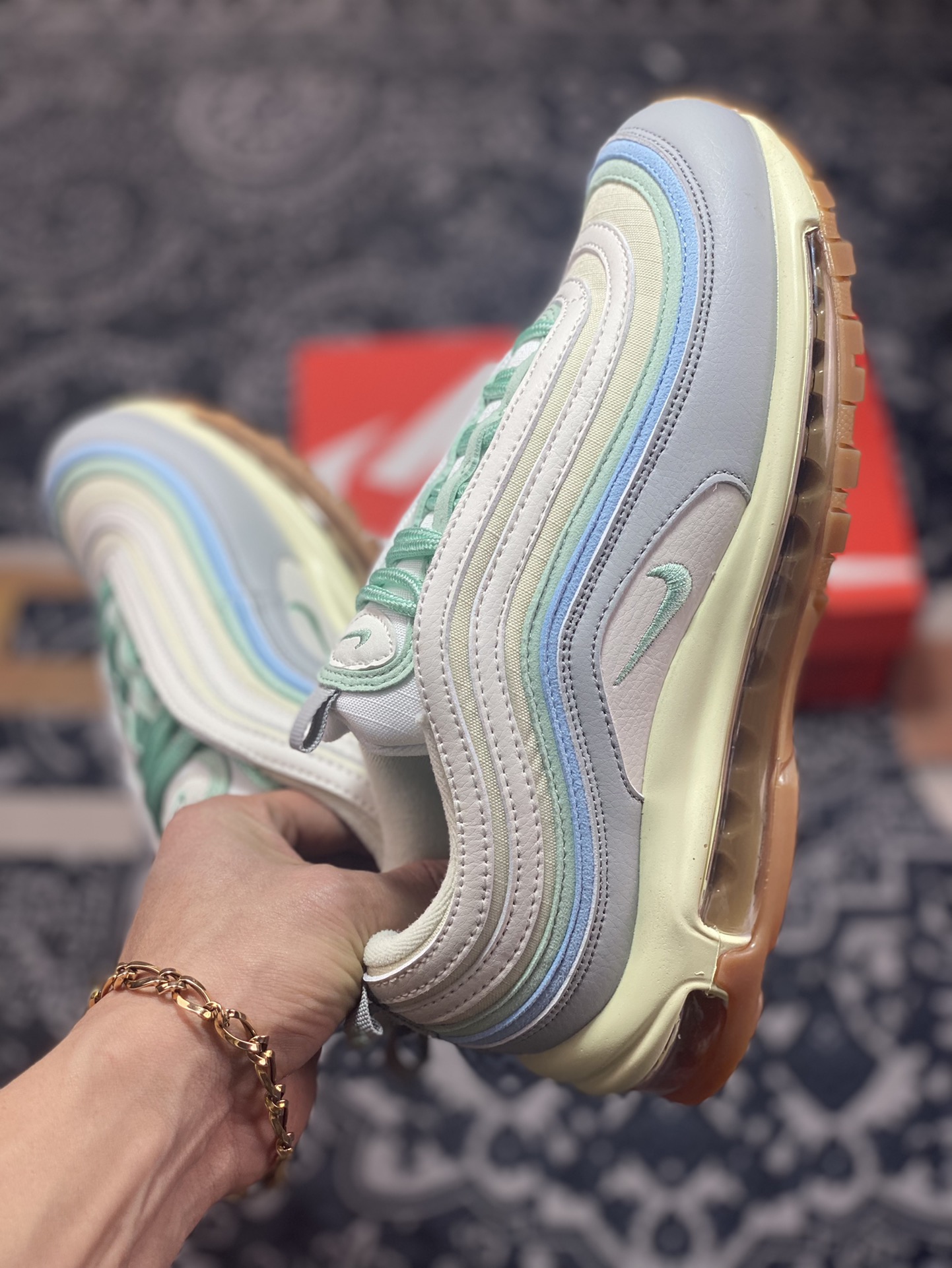Nike Air Max 97”Certified Fresh”复古气垫百搭慢跑鞋“浅灰仙蓝绿”DX5766-131