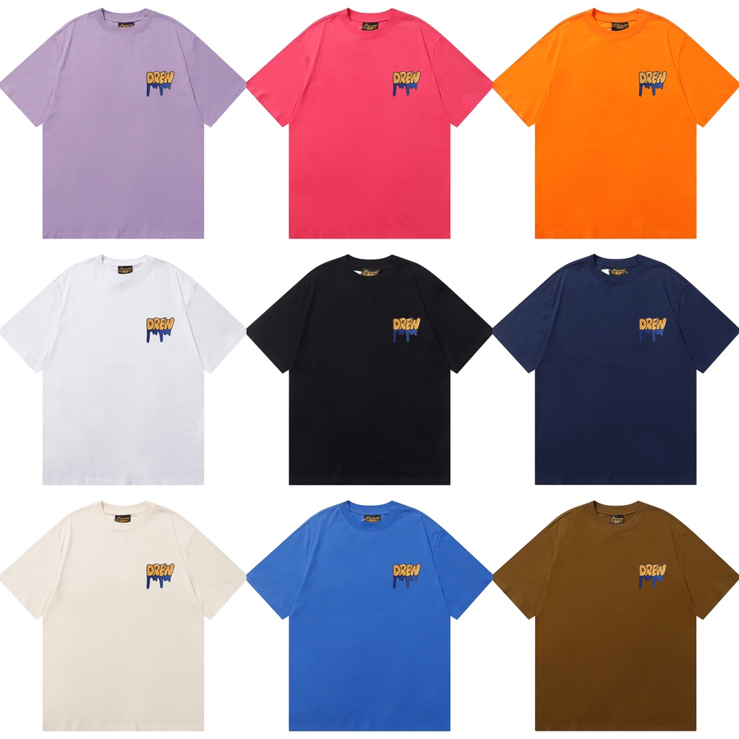 D004 9 colores 2023SS Camiseta de algodón puro de corte holgado y estilo urbano con estampado de cara sonrien…