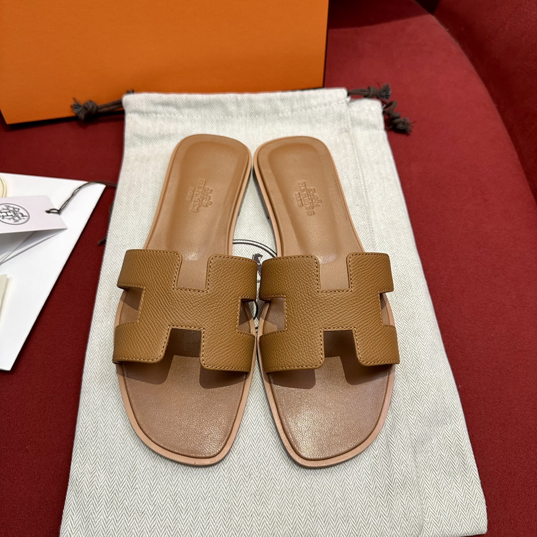 Hermes Shoes Slippers Top quality Fake
 Yellow Genuine Leather