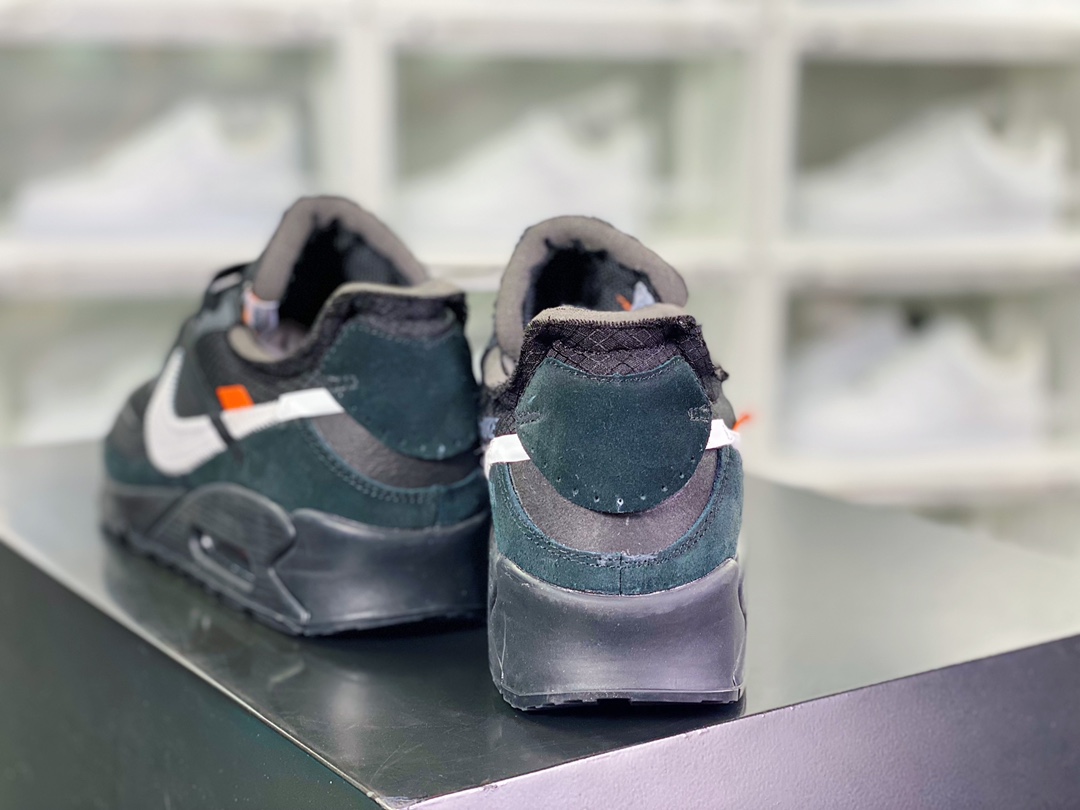350 Off-White x 【Nike】 Air Max 90 ”Black”初代复古气垫慢跑鞋“OW黑白橘”AA7293-001