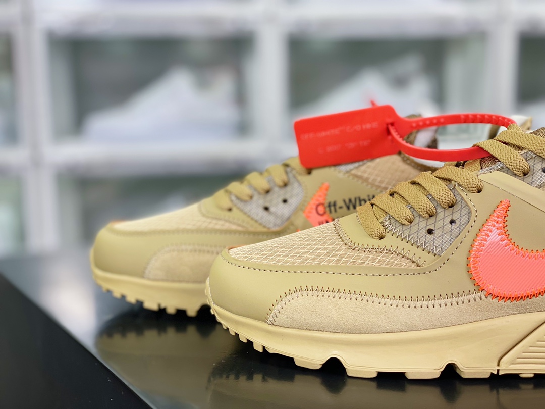350 Off-White x 【Nike】 Air Max 90 ” Desert Ore” 慢跑鞋“OW沙漠矿石黄橘绿”AA7293-200