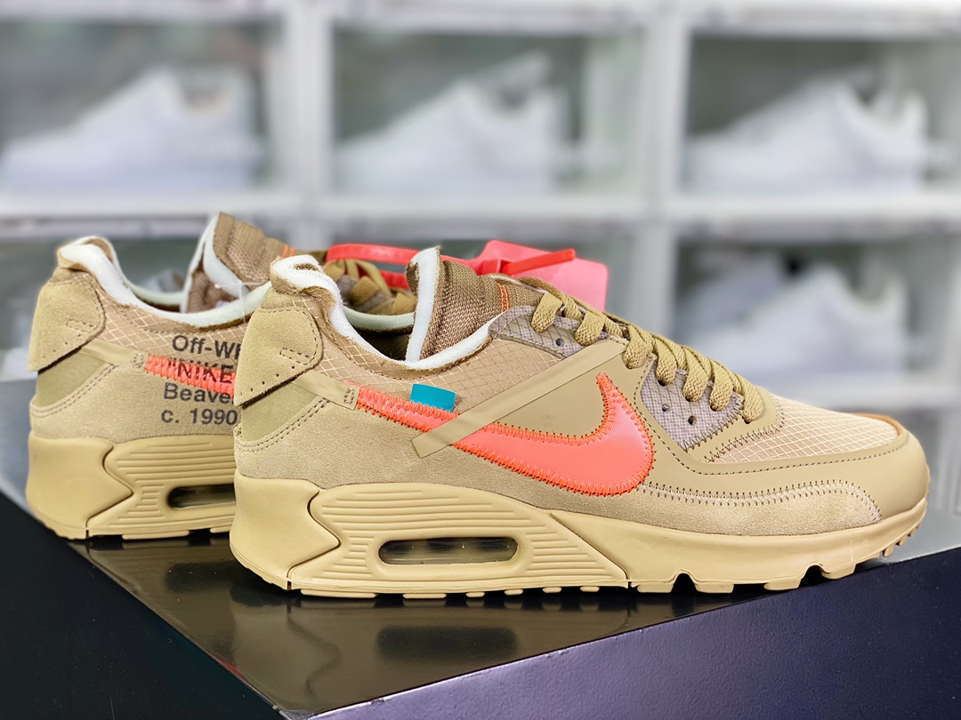 350 Off-White x 【Nike】 Air Max 90 ” Desert Ore” 慢跑鞋“OW沙漠矿石黄橘绿”AA7293-200
