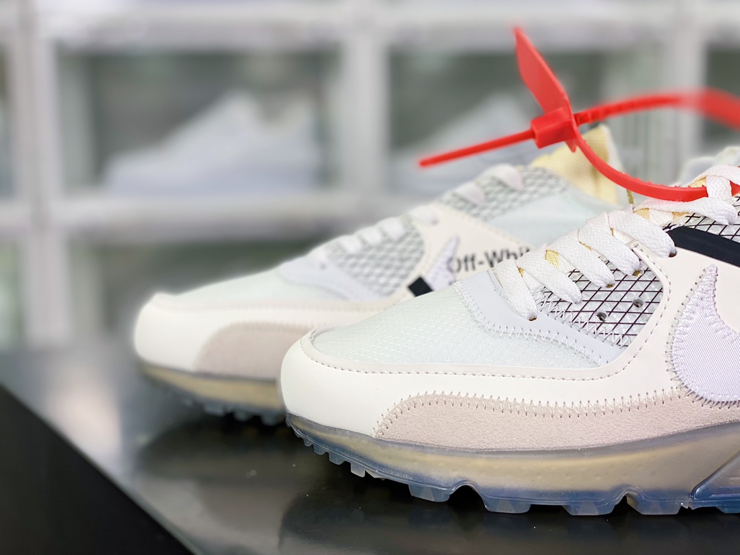 350 Off-White x 【Nike】 Air Max 90 ” Ice 10X THE TEN”初代“OW白灰冰蓝橘”AA7293-100