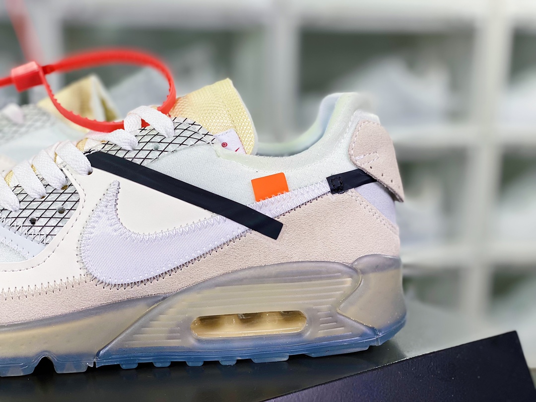 350 Off-White x 【Nike】 Air Max 90 ” Ice 10X THE TEN”初代“OW白灰冰蓝橘”AA7293-100
