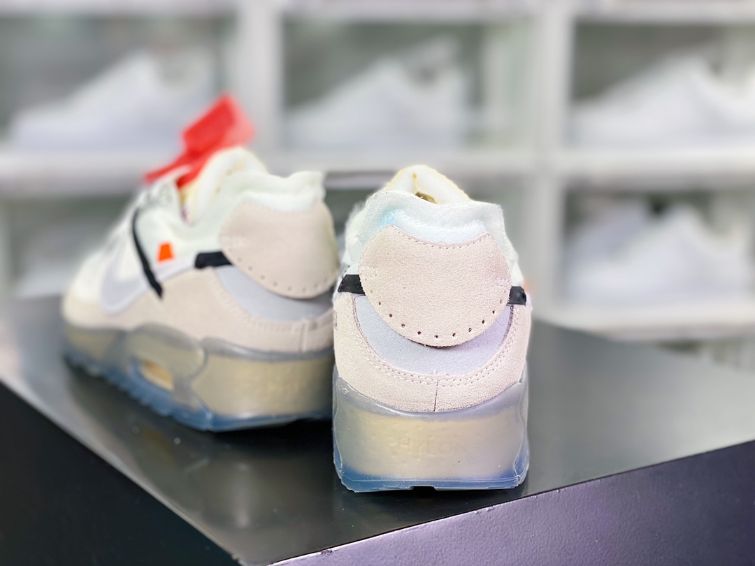 350 Off-White x 【Nike】 Air Max 90 ” Ice 10X THE TEN”初代“OW白灰冰蓝橘”AA7293-100