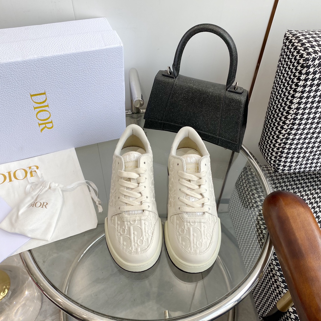 Dior Skateboard Shoes Sneakers White Openwork Cowhide TPU Oblique Casual