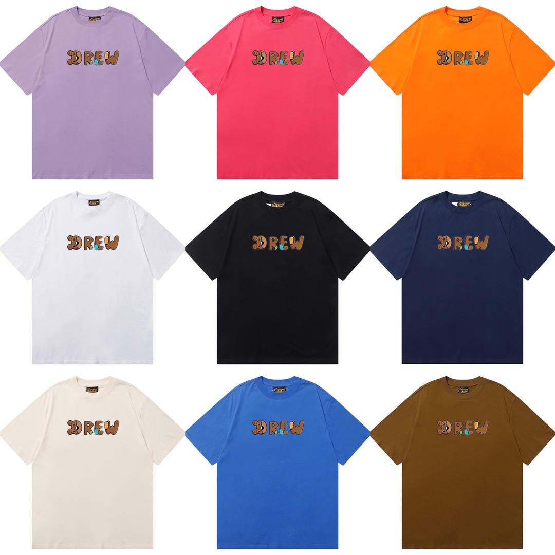 D009 9 colores 2023SS Camiseta de manga corta con estampado de cara sonriente drew de alta gama, estilo holga…