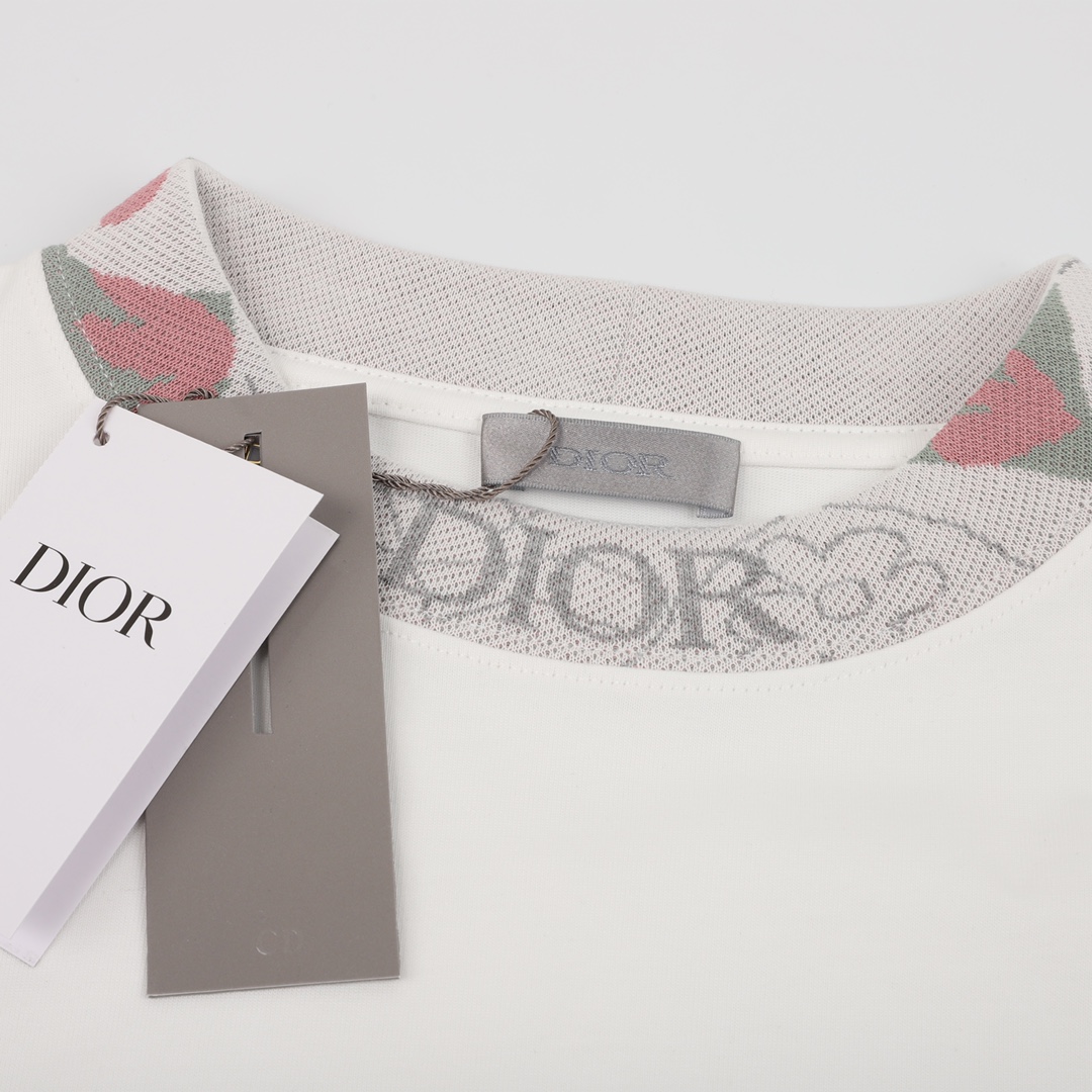 DIOR/迪奥 花领口袋刺绣字母圆领短袖