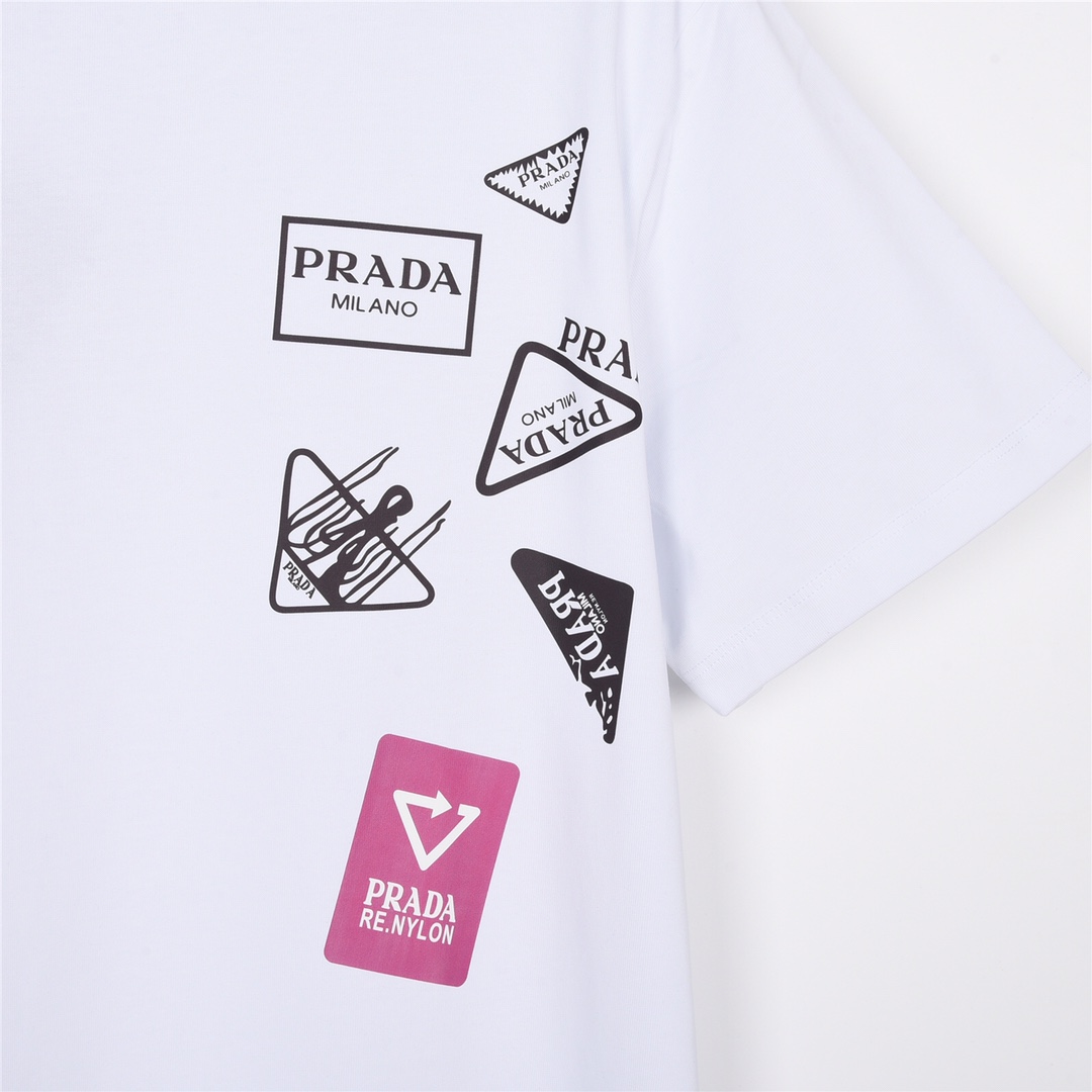 上新160 Prada/普拉达23Fw春夏新款最新logo标识印花短袖T恤