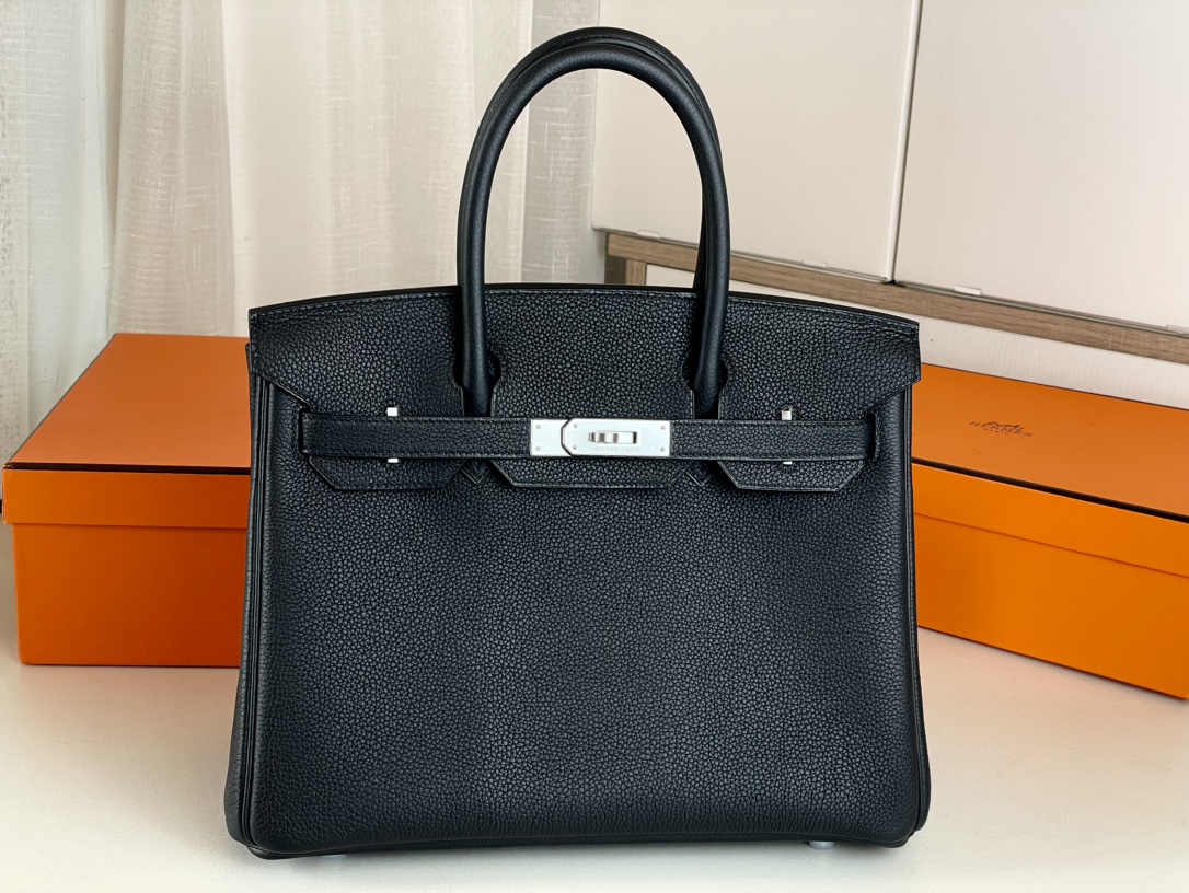 Hermes Birkin Bags Handbags Black Silver Hardware