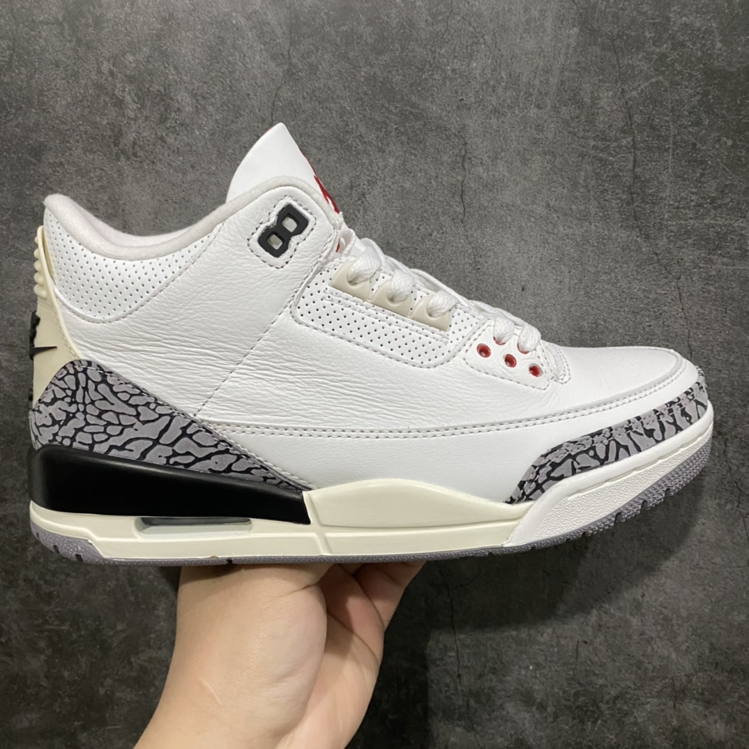 莞产裁片 Air Jordan AJ3 Retro复古白水泥 DN3707-100n全市场目前唯一正确版n区分于市场各大厂牌纯原n主要注意爆裂纹路为细纹路大家得物里多看看正品的爆裂纹就知道只有此版本爆裂纹跟正品最为接近，市场其他版本爆裂纹路都很粗，这也是一个鉴定点，一眼便知真假！nn原楦原纸板开发 确保原汁原味原厂皮料质感色泽绝无偏差完美中底拉帮 原厂中底钢印 原档案大底 如假白送 大底纹路气垫通透度PU的回弹性均百分百还原原厂电绣鞋舌飞人刺绣针数立体讲究精细欢迎对比正品原鞋SIZE：40 40.5 41 42 42.5 43 44 44.5 45 46 47.5-莆田鞋批发中心