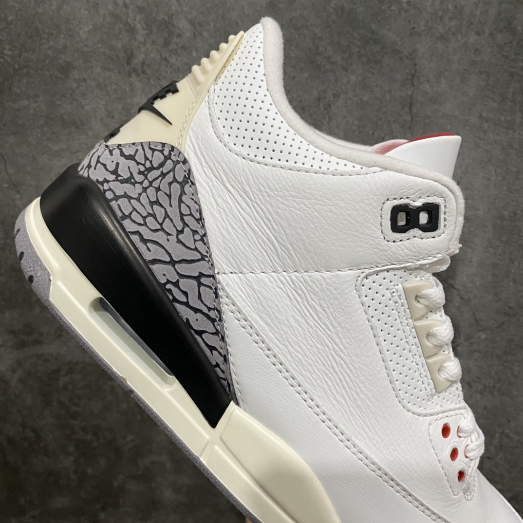 图片[7]-莞产裁片 Air Jordan AJ3 Retro复古白水泥 DN3707-100n全市场目前唯一正确版n区分于市场各大厂牌纯原n主要注意爆裂纹路为细纹路大家得物里多看看正品的爆裂纹就知道只有此版本爆裂纹跟正品最为接近，市场其他版本爆裂纹路都很粗，这也是一个鉴定点，一眼便知真假！nn原楦原纸板开发 确保原汁原味原厂皮料质感色泽绝无偏差完美中底拉帮 原厂中底钢印 原档案大底 如假白送 大底纹路气垫通透度PU的回弹性均百分百还原原厂电绣鞋舌飞人刺绣针数立体讲究精细欢迎对比正品原鞋SIZE：40 40.5 41 42 42.5 43 44 44.5 45 46 47.5-莆田鞋批发中心