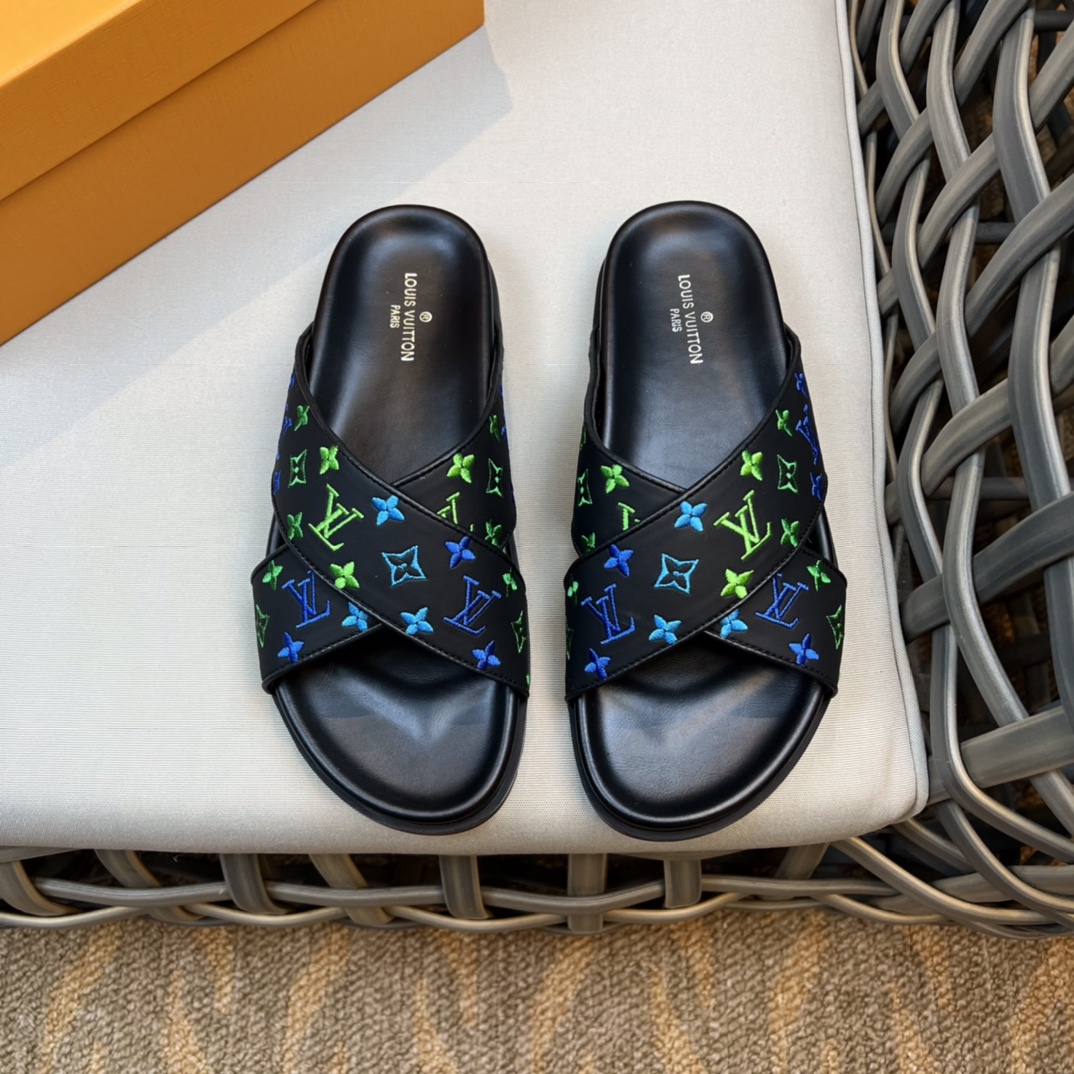 Louis Vuitton Shoes Slippers Embroidery Men Summer Collection