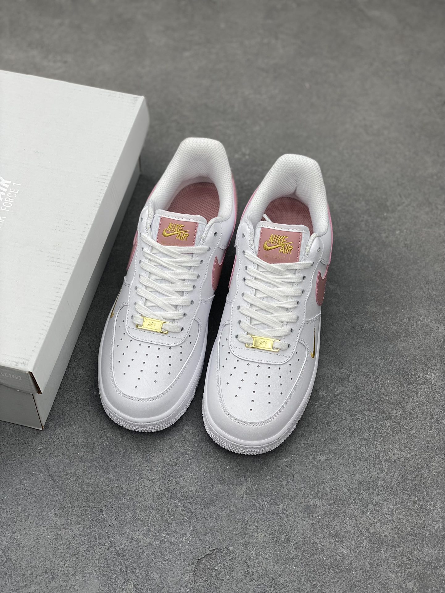 Nike Air Force 1 '07 Low White Pink Gold Women's Shoe - Size 36 to 45 9 i1678668115 61 7
