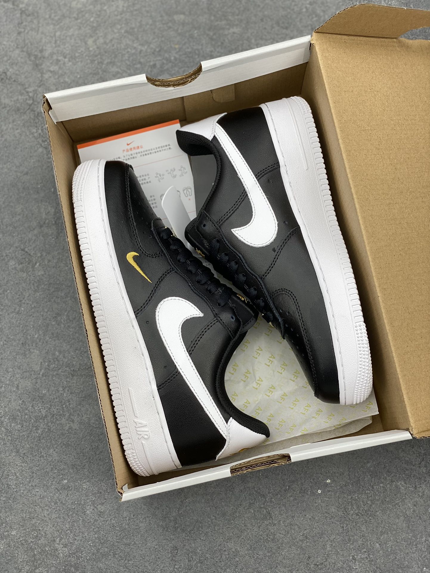 Nike Air Force 1 Low Black White Gold Casual Sneakers CZ0270-001 10 i1678668486 9964 8