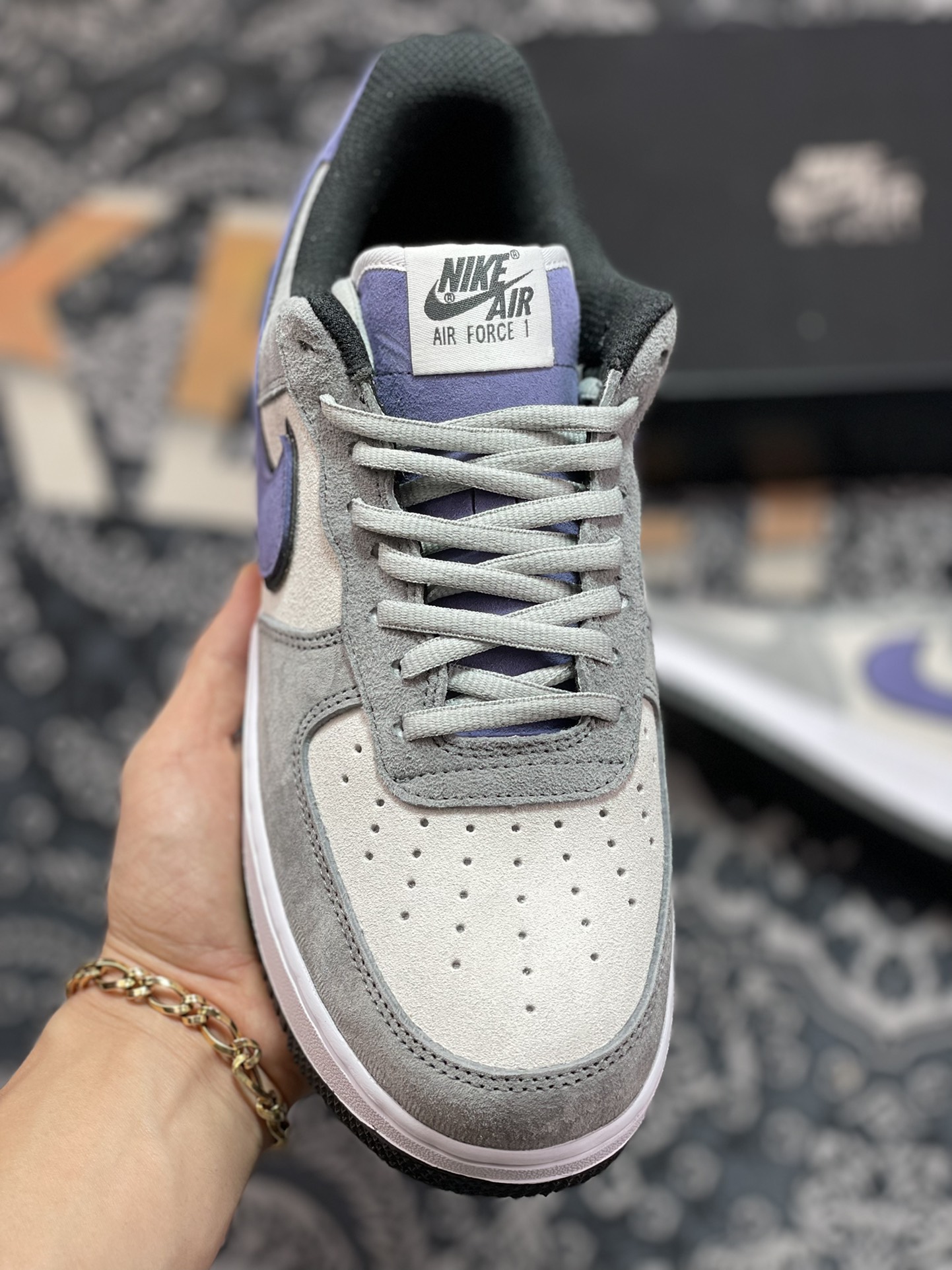 240  Nike Air Force 1′07 Low Suede”Rat Gray/Black/Purple”空军一号“麂皮树灰黑紫钩”HH9636-056