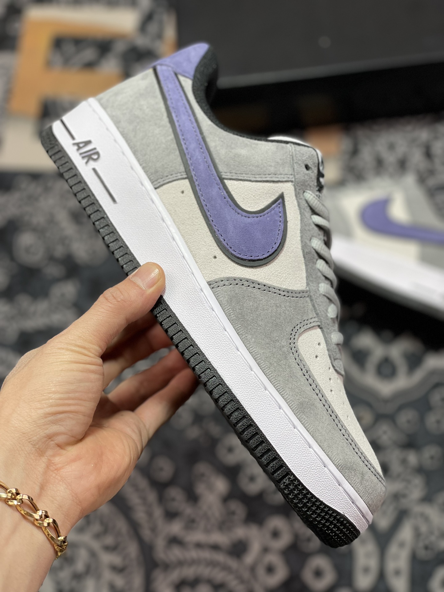 240  Nike Air Force 1′07 Low Suede”Rat Gray/Black/Purple”空军一号“麂皮树灰黑紫钩”HH9636-056