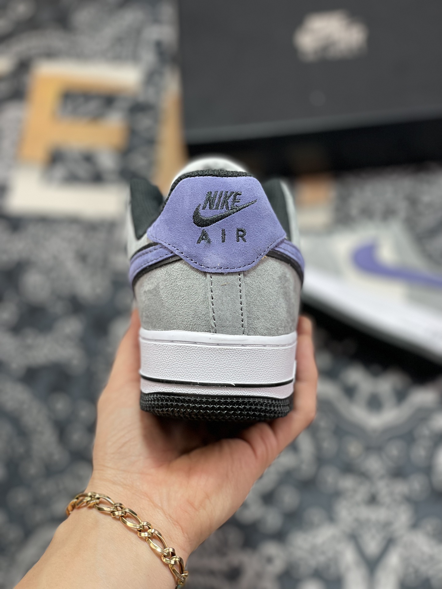 240  Nike Air Force 1′07 Low Suede”Rat Gray/Black/Purple”空军一号“麂皮树灰黑紫钩”HH9636-056
