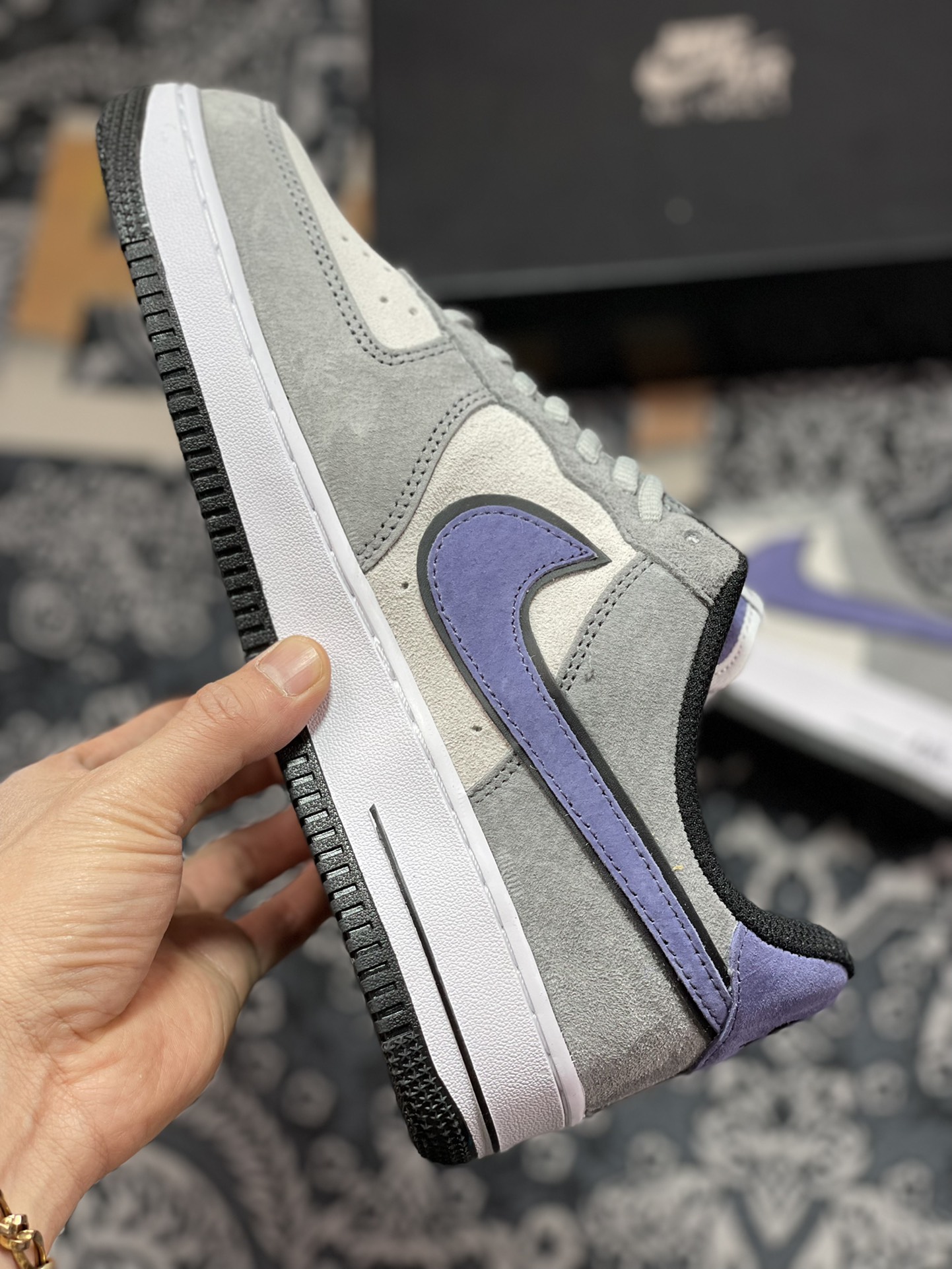 240  Nike Air Force 1′07 Low Suede”Rat Gray/Black/Purple”空军一号“麂皮树灰黑紫钩”HH9636-056