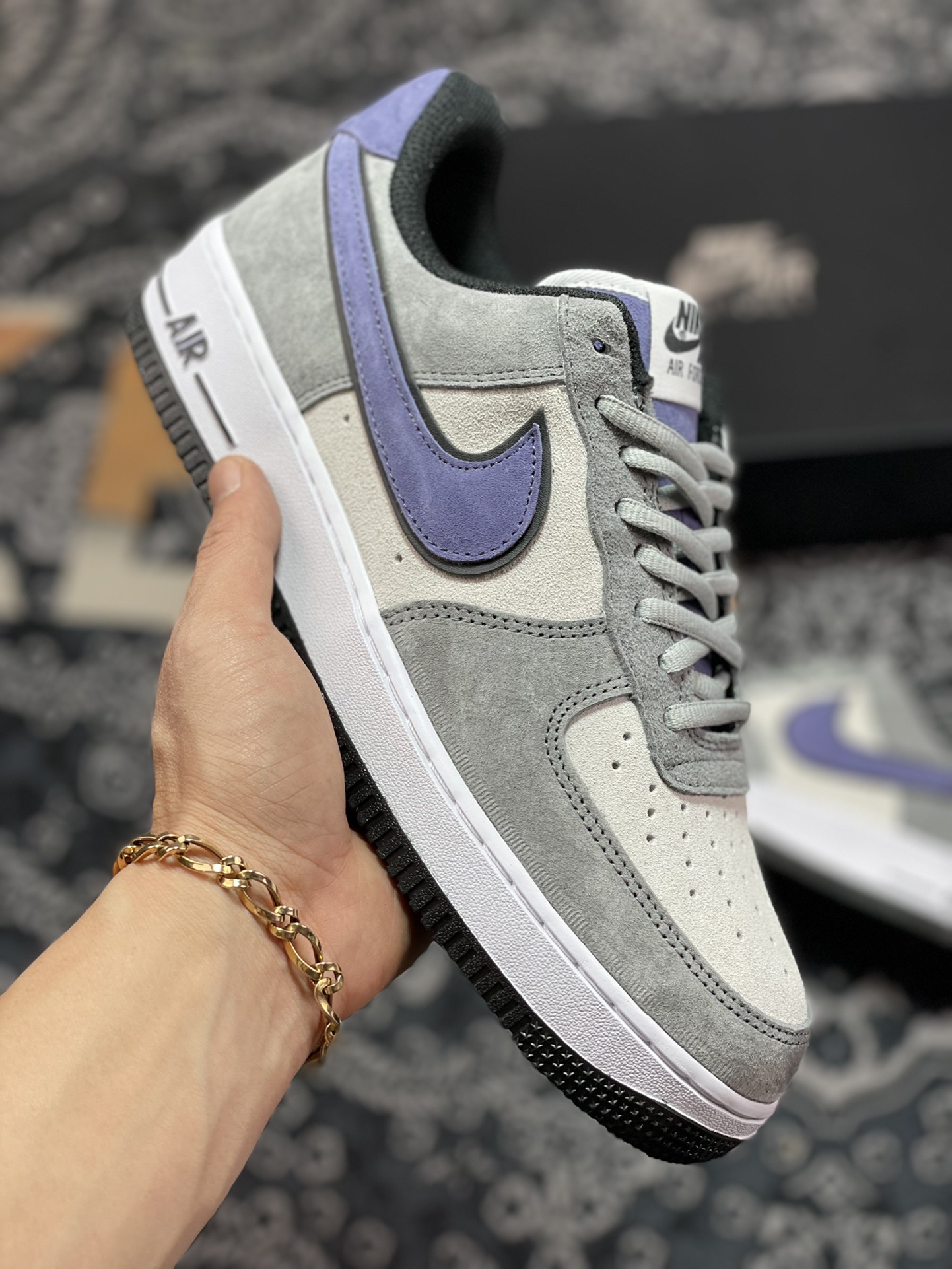 240  Nike Air Force 1′07 Low Suede”Rat Gray/Black/Purple”空军一号“麂皮树灰黑紫钩”HH9636-056
