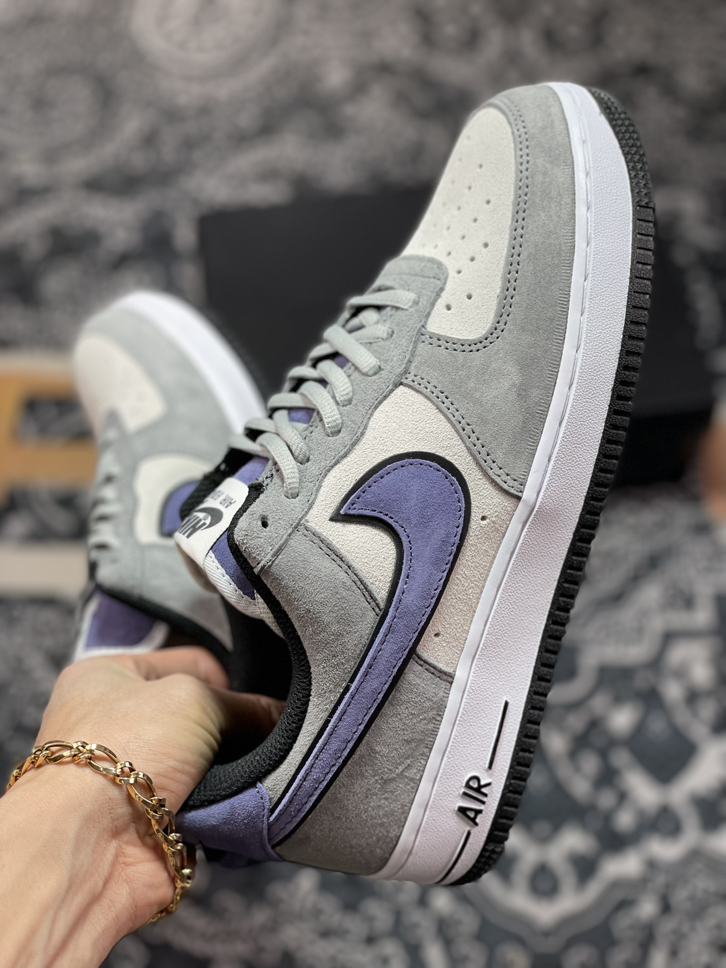 240  Nike Air Force 1′07 Low Suede”Rat Gray/Black/Purple”空军一号“麂皮树灰黑紫钩”HH9636-056