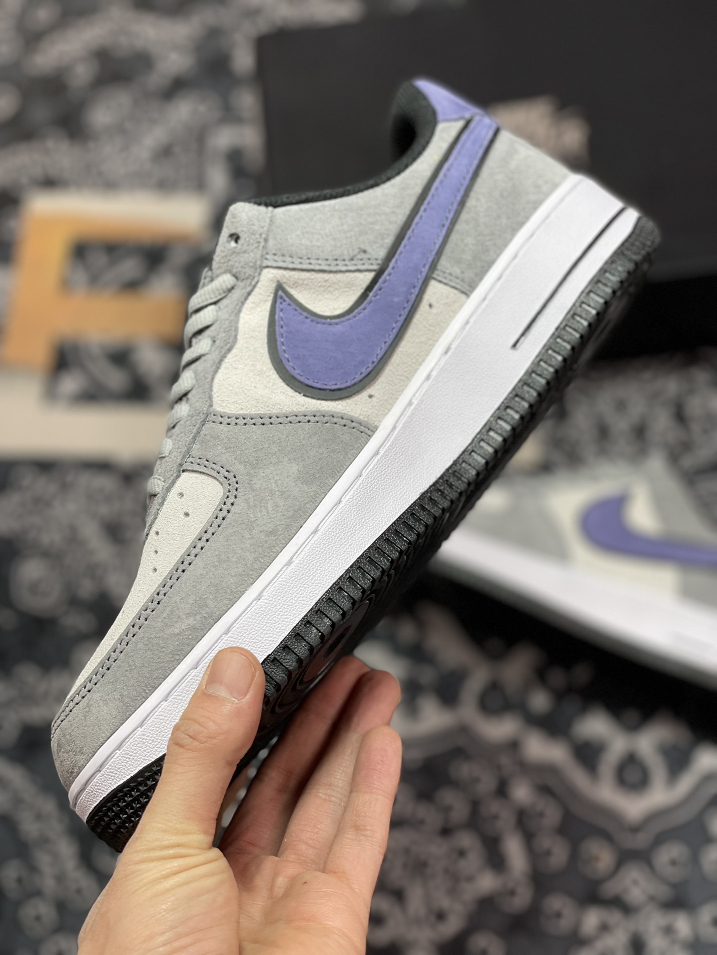 240  Nike Air Force 1′07 Low Suede”Rat Gray/Black/Purple”空军一号“麂皮树灰黑紫钩”HH9636-056