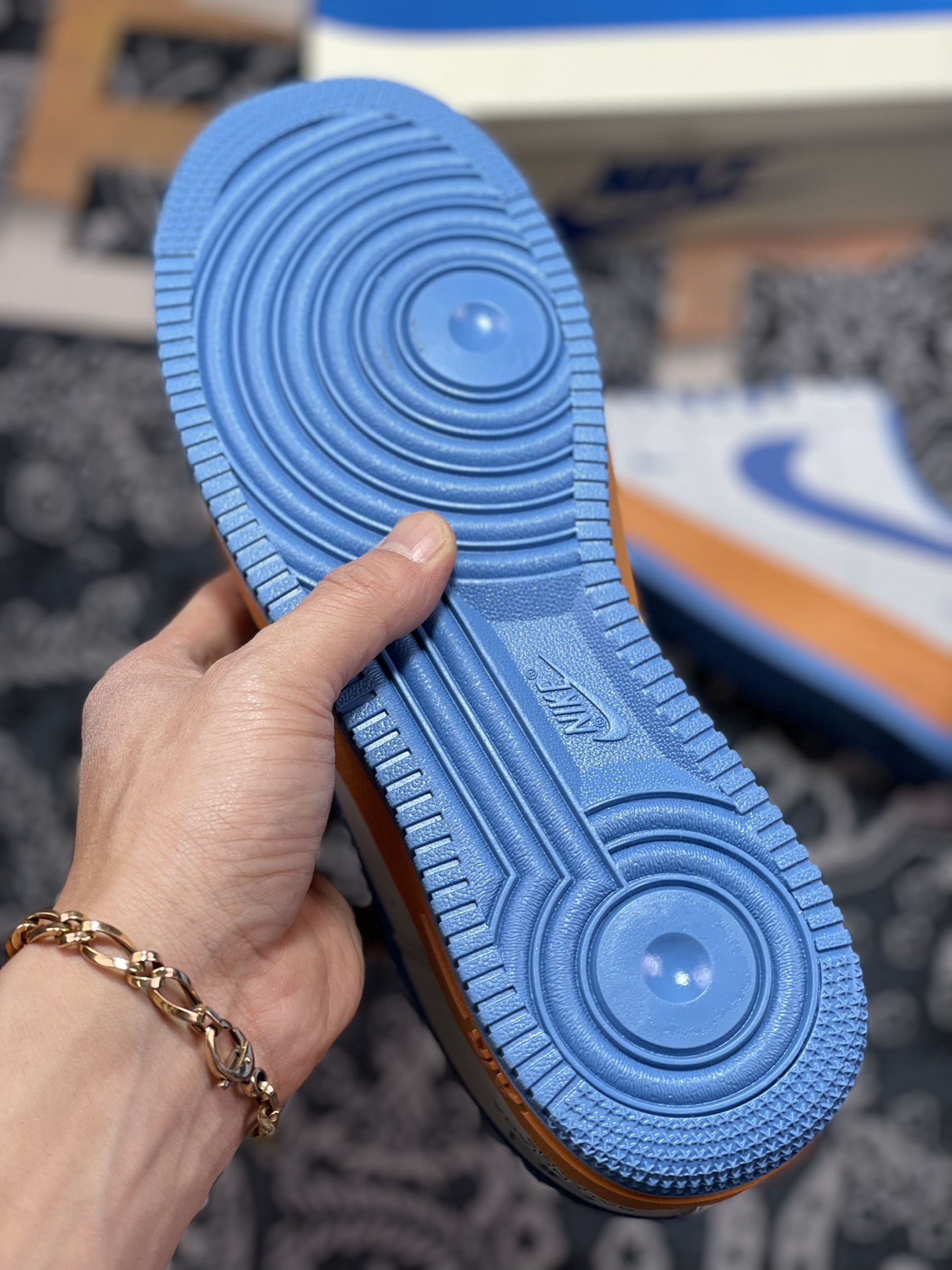 220  BALENCIAGA x Nike Air Force 1’07 Low”Grey/Blue”空军一号“巴黎世家深灰宝蓝小钩”315122-012