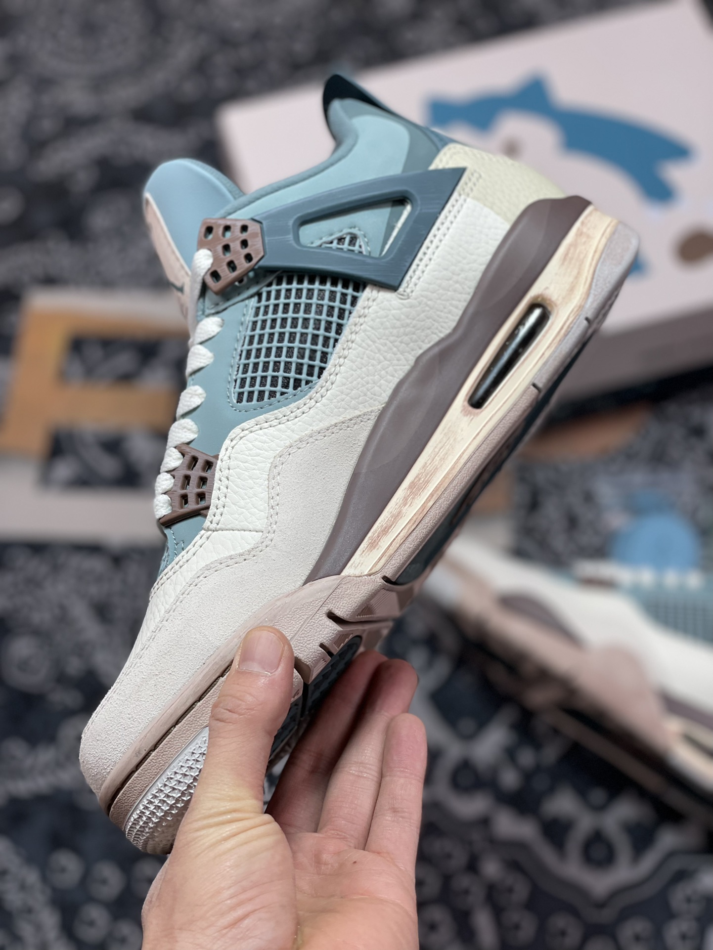 320  Air Jordan 4 Retro Custom”Snorlax”AJ4代中帮篮球鞋“灰蓝卡比兽”MNJDLS-731