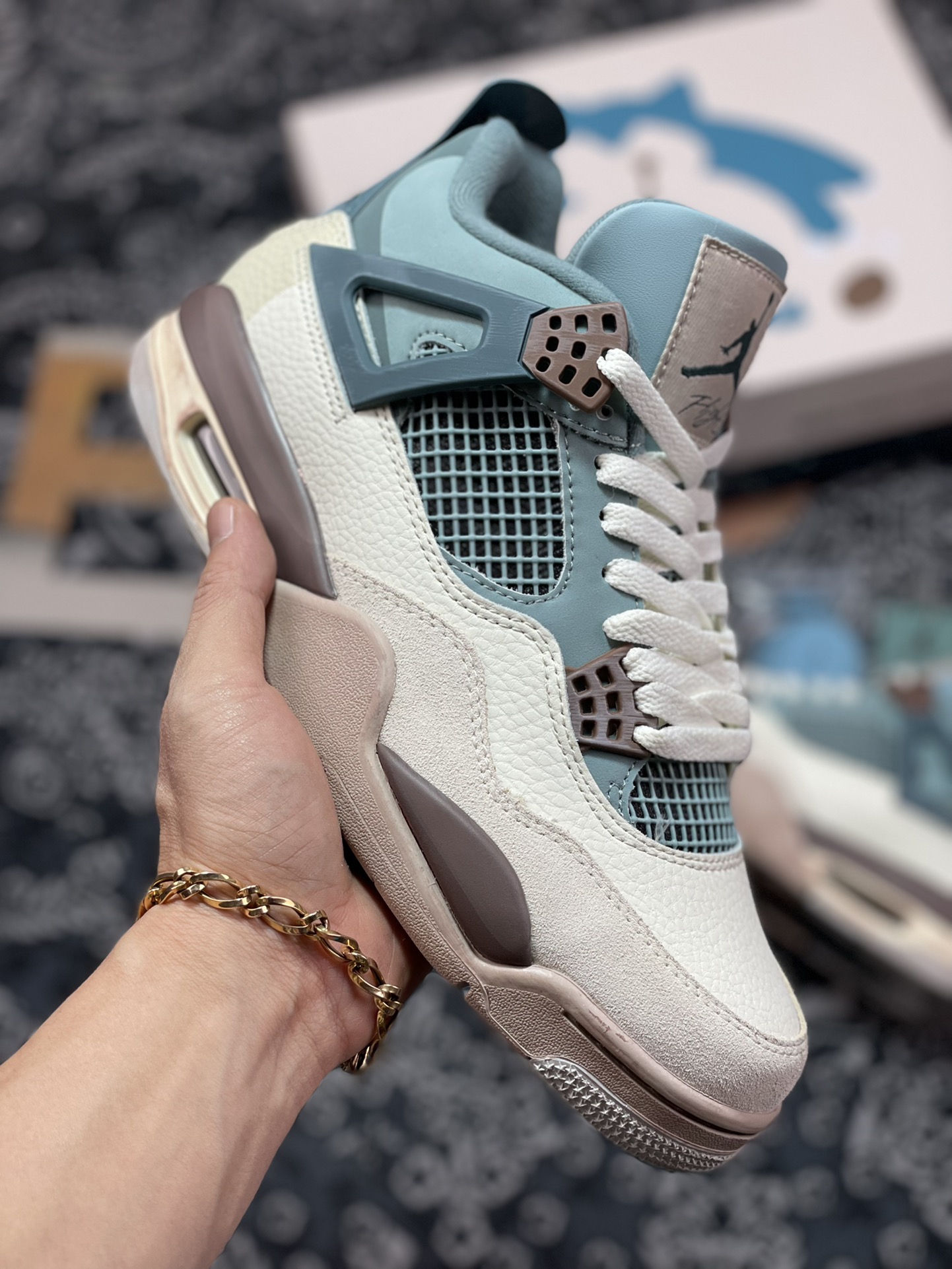 320  Air Jordan 4 Retro Custom”Snorlax”AJ4代中帮篮球鞋“灰蓝卡比兽”MNJDLS-731