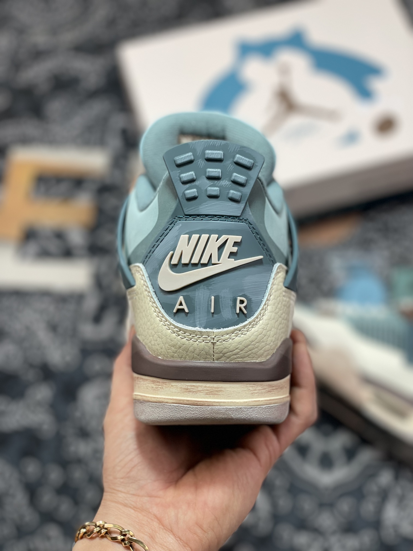 320  Air Jordan 4 Retro Custom”Snorlax”AJ4代中帮篮球鞋“灰蓝卡比兽”MNJDLS-731