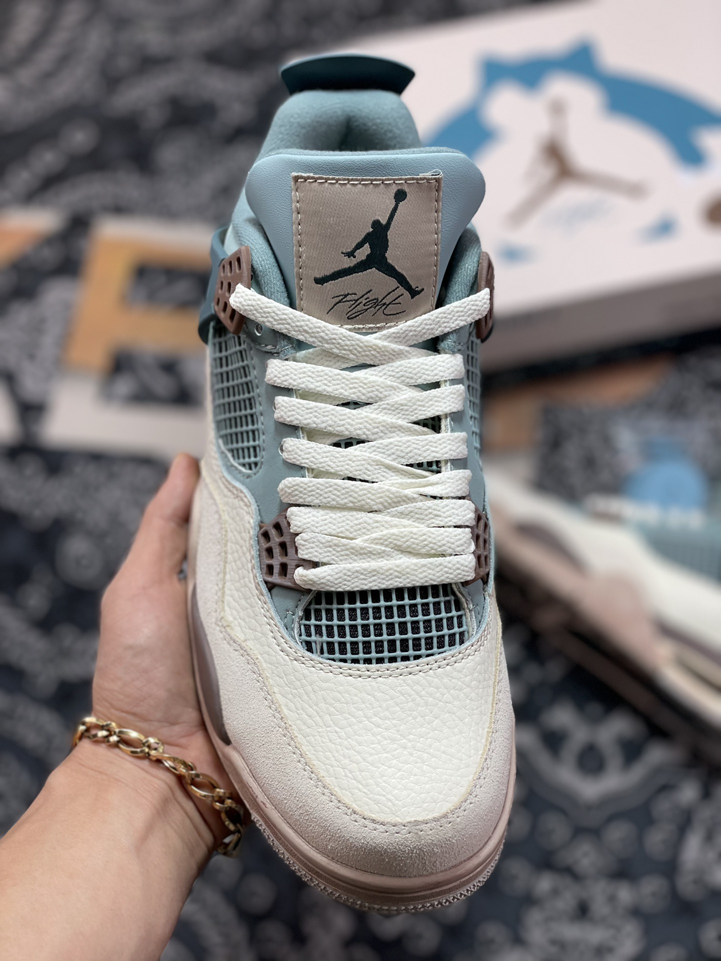 320  Air Jordan 4 Retro Custom”Snorlax”AJ4代中帮篮球鞋“灰蓝卡比兽”MNJDLS-731