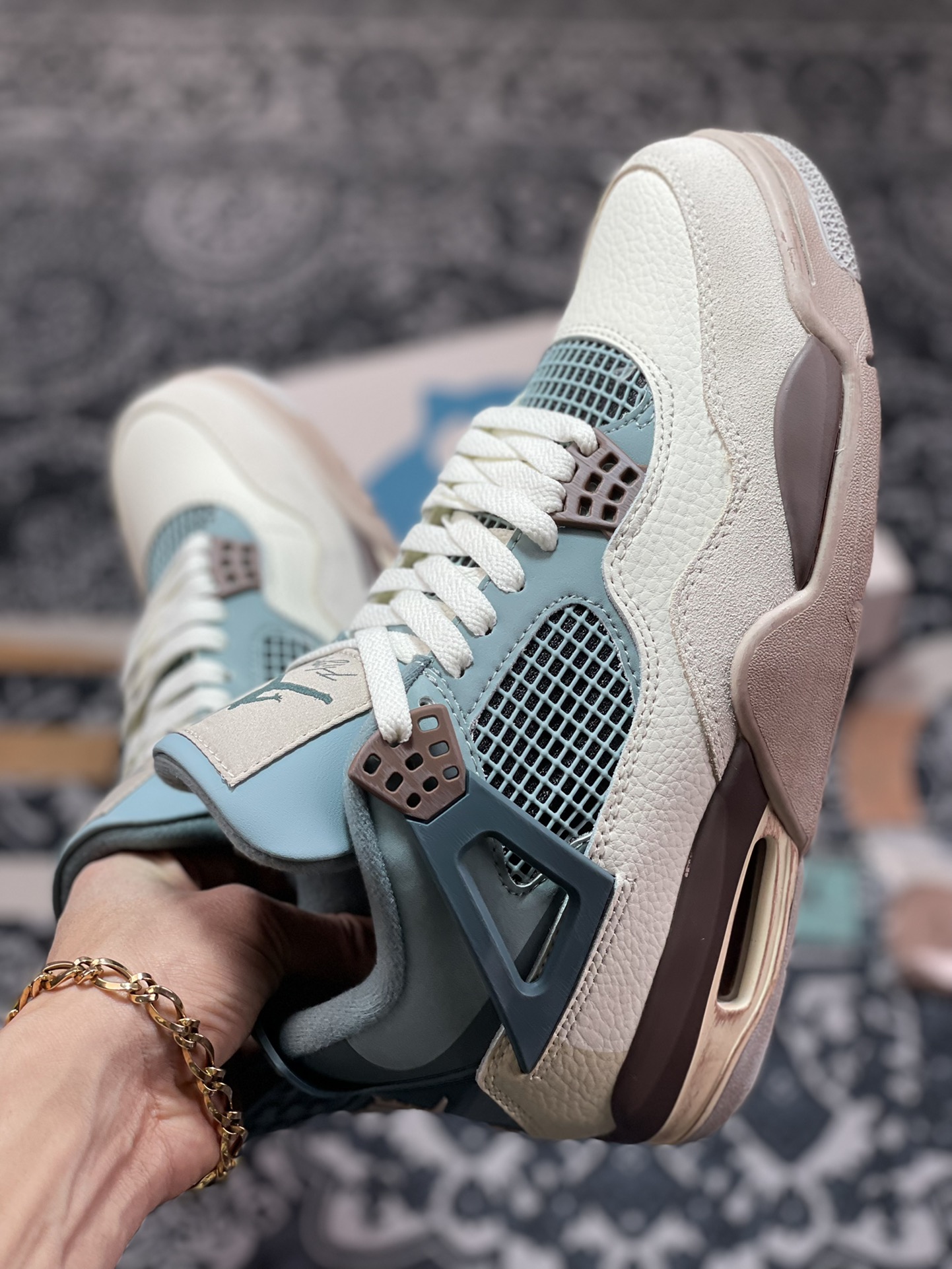 320  Air Jordan 4 Retro Custom”Snorlax”AJ4代中帮篮球鞋“灰蓝卡比兽”MNJDLS-731