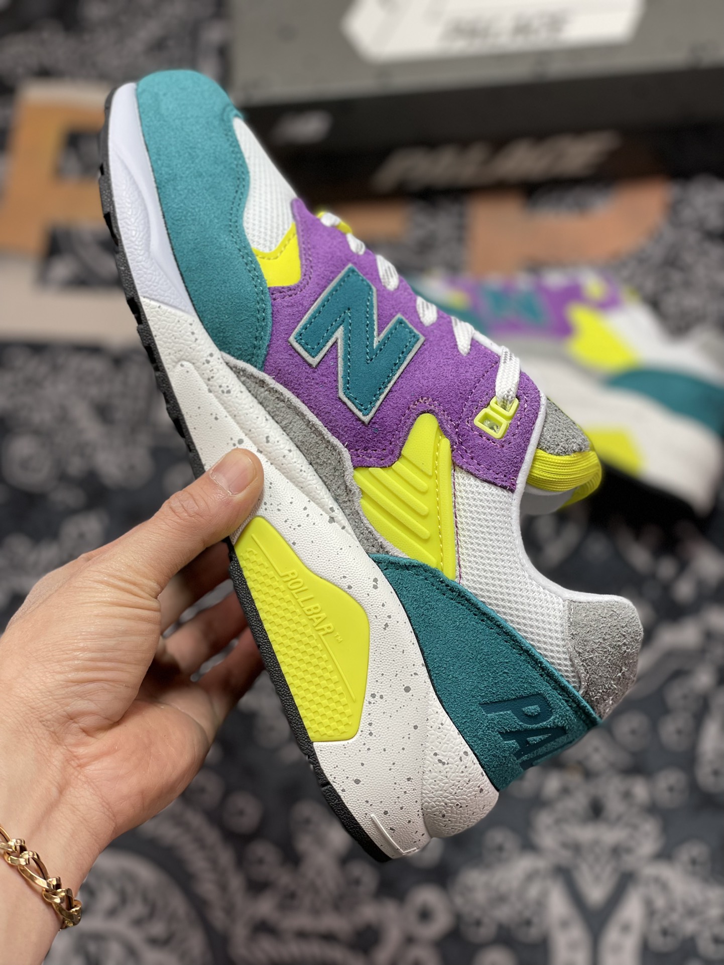 New Balance MRT580 Series Classic Retro Leisure Sports Jogging ”Co-branded Aqua Blue Purple White Bright Yellow” MT580PC2